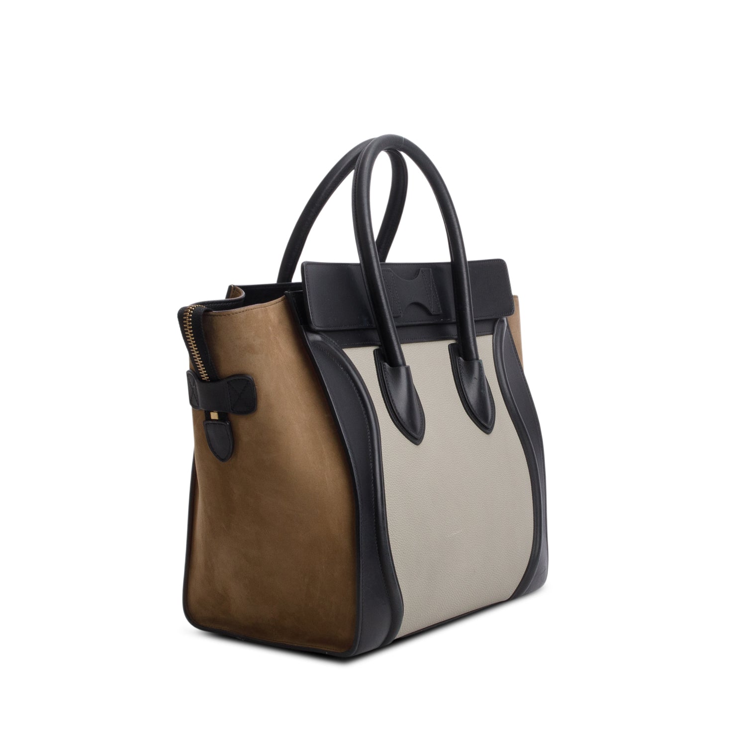 Celine Tri-Color Drummed Calfskin Suede Mini Luggage Tote