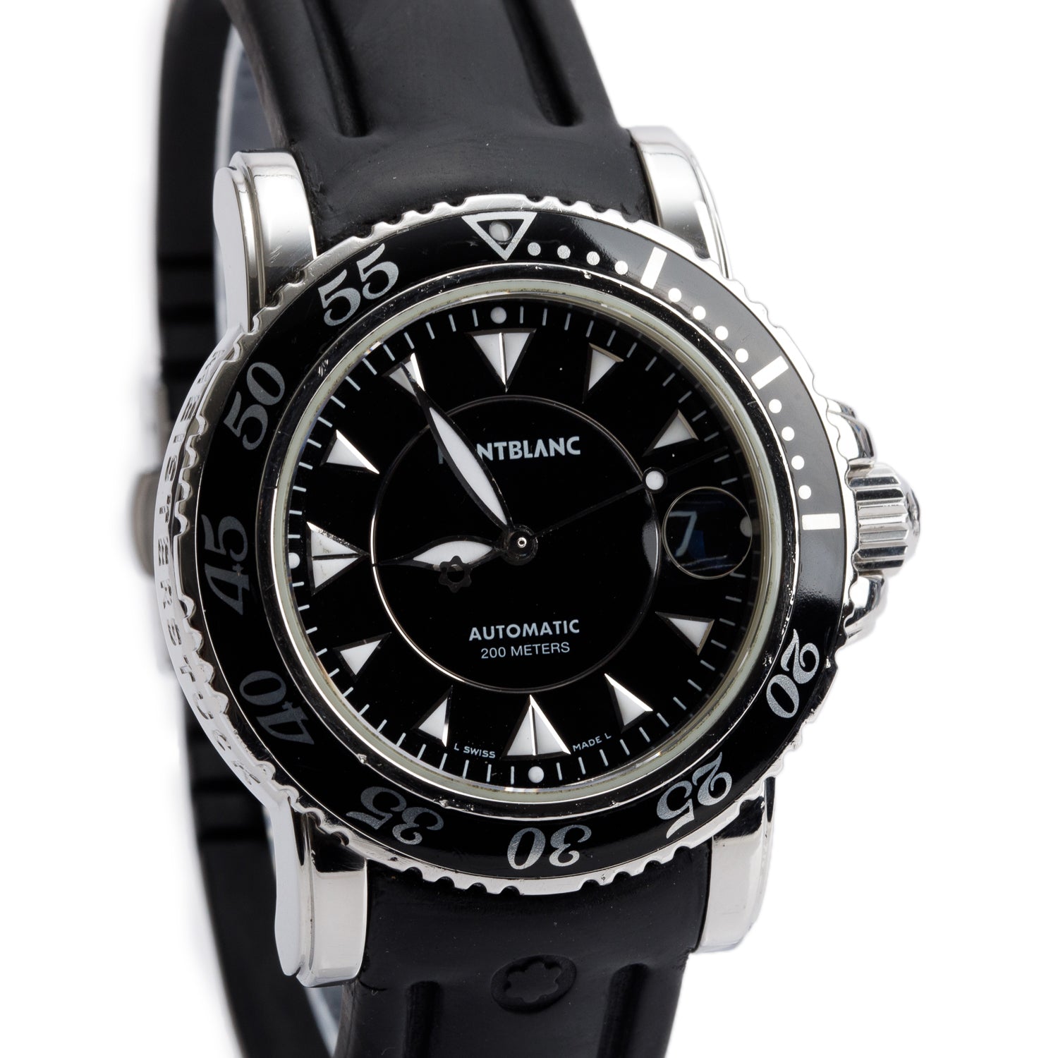 Montblanc Stainless Steel Meisterstuck Sport 38 MM Automatic Watch Black Dial 7035