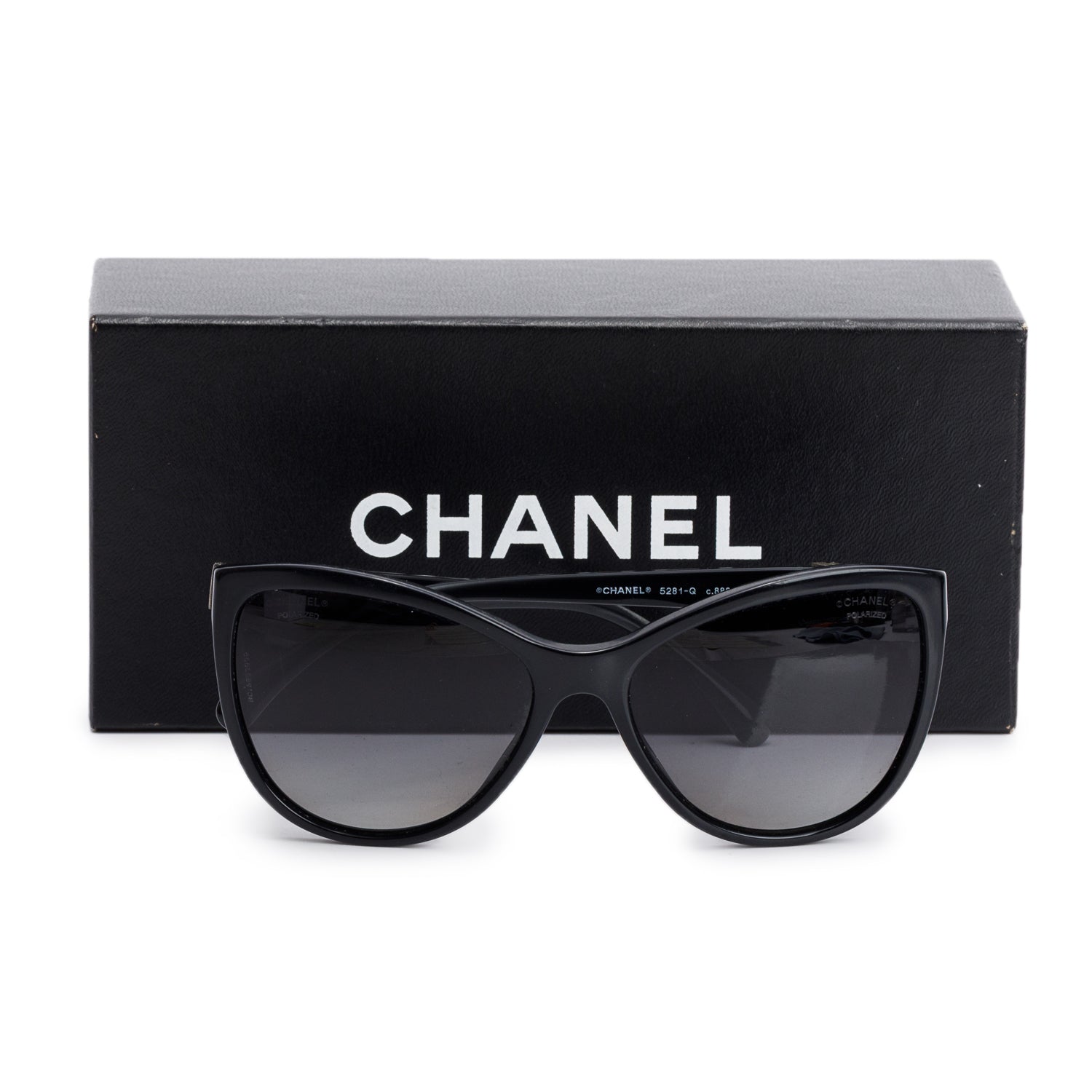 Chanel 5281-Q Black Acetate Cat Eye Sunglasses w/ Box