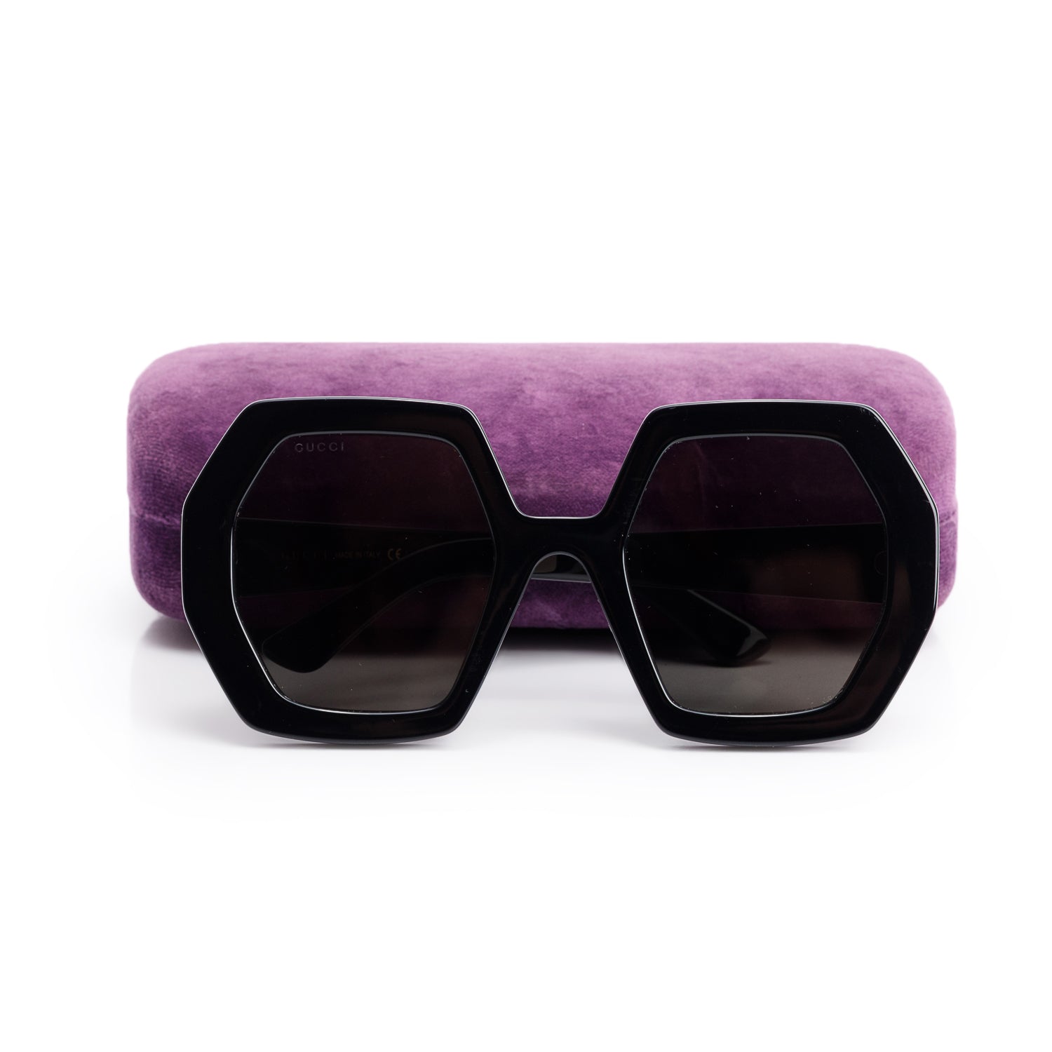 Gucci GG0772S Black Acetate Interlocking GG Geometric Oversized Sunglasses w/ Case