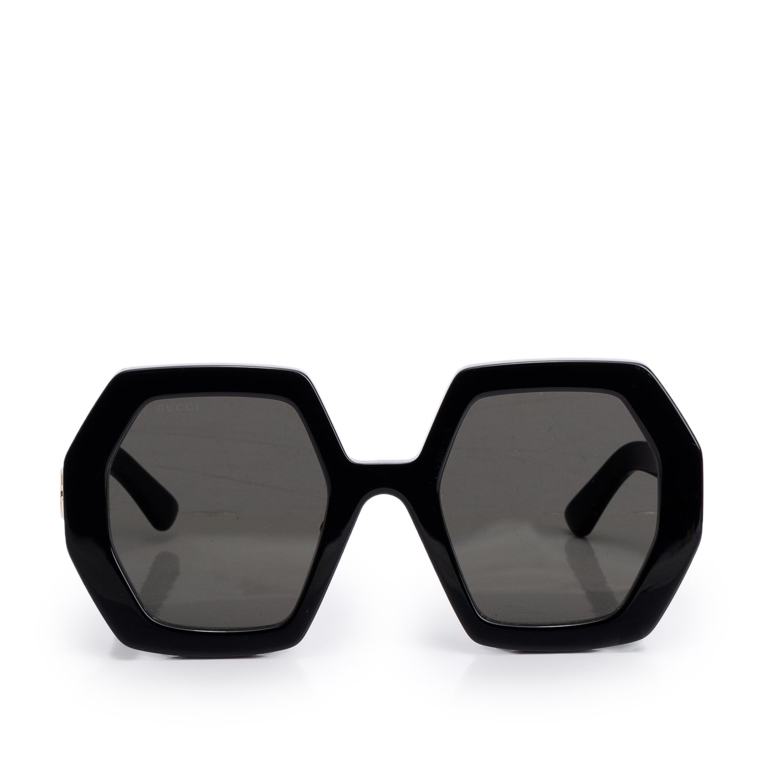 Gucci GG0772S Black Acetate Interlocking GG Geometric Oversized Sunglasses w/ Case