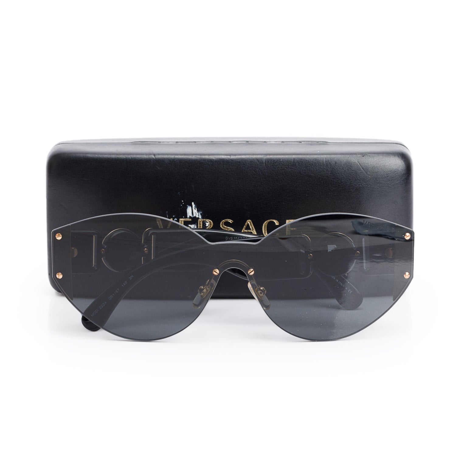 Versace 2224 Black Rimless Medusa Sunglasses w/ Case