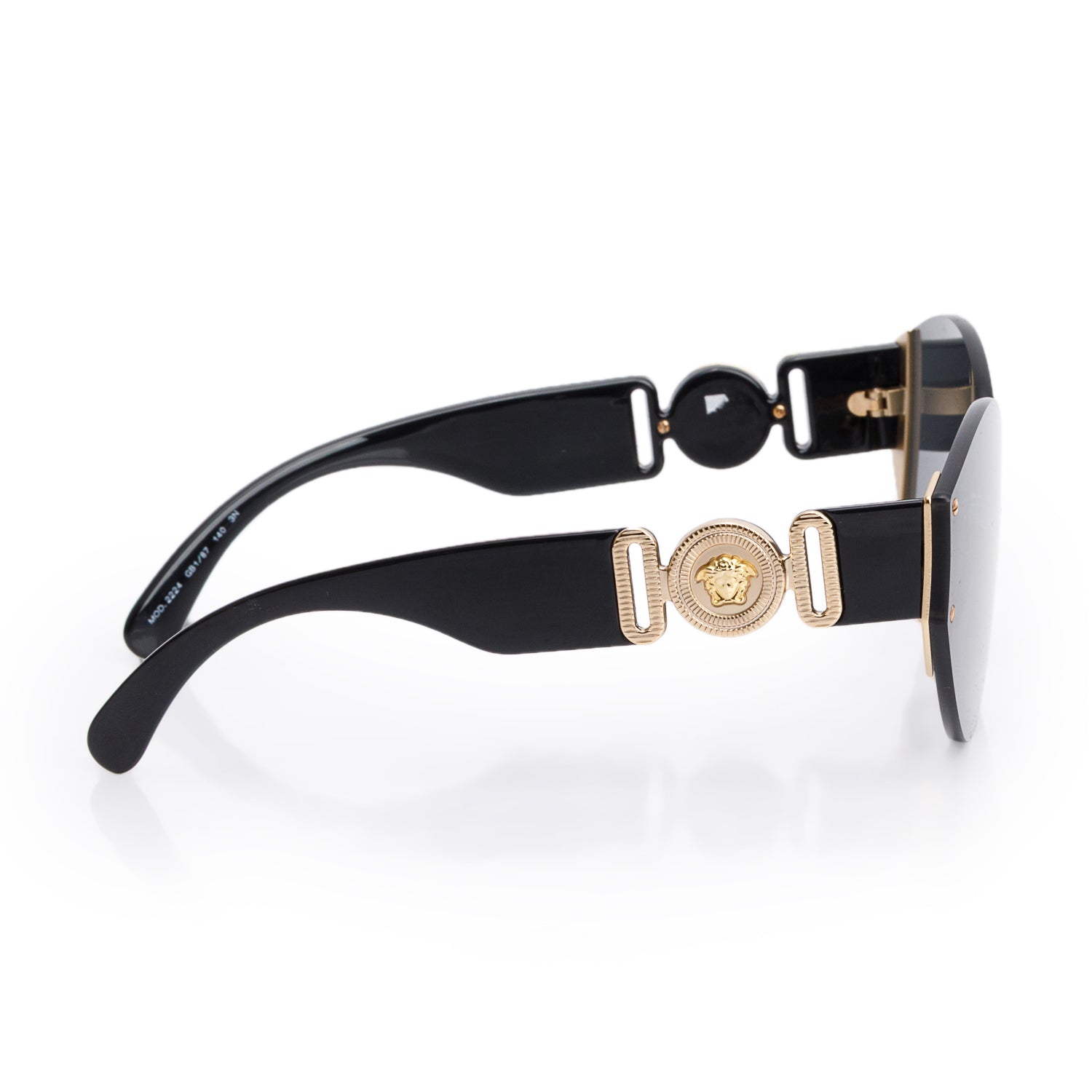 Versace 2224 Black Rimless Medusa Sunglasses w/ Case