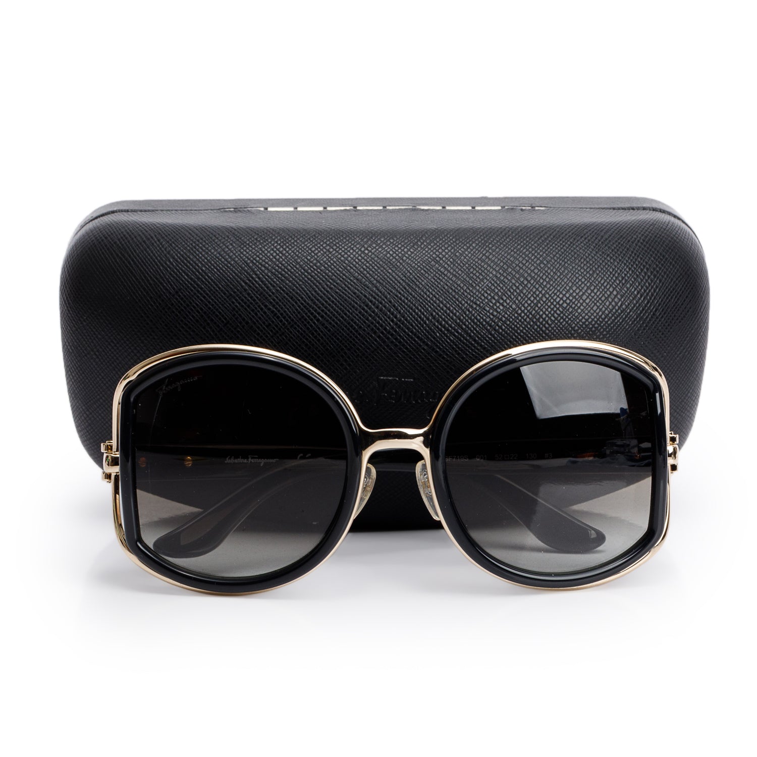 Ferragamo SF719S Black Multi Round Sunglasses w/ Case
