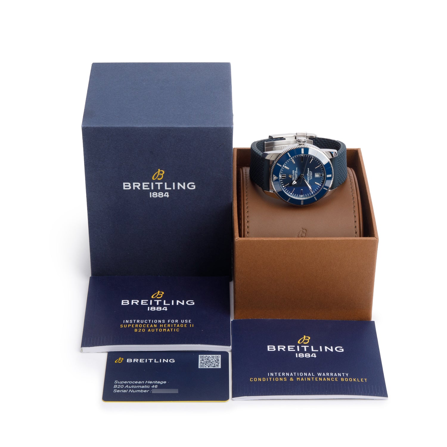 Breitling Stainless Steel Superocean Heritage B20 46 MM Automatic Watch Blue Dial AB2020 w/ Box & Papers