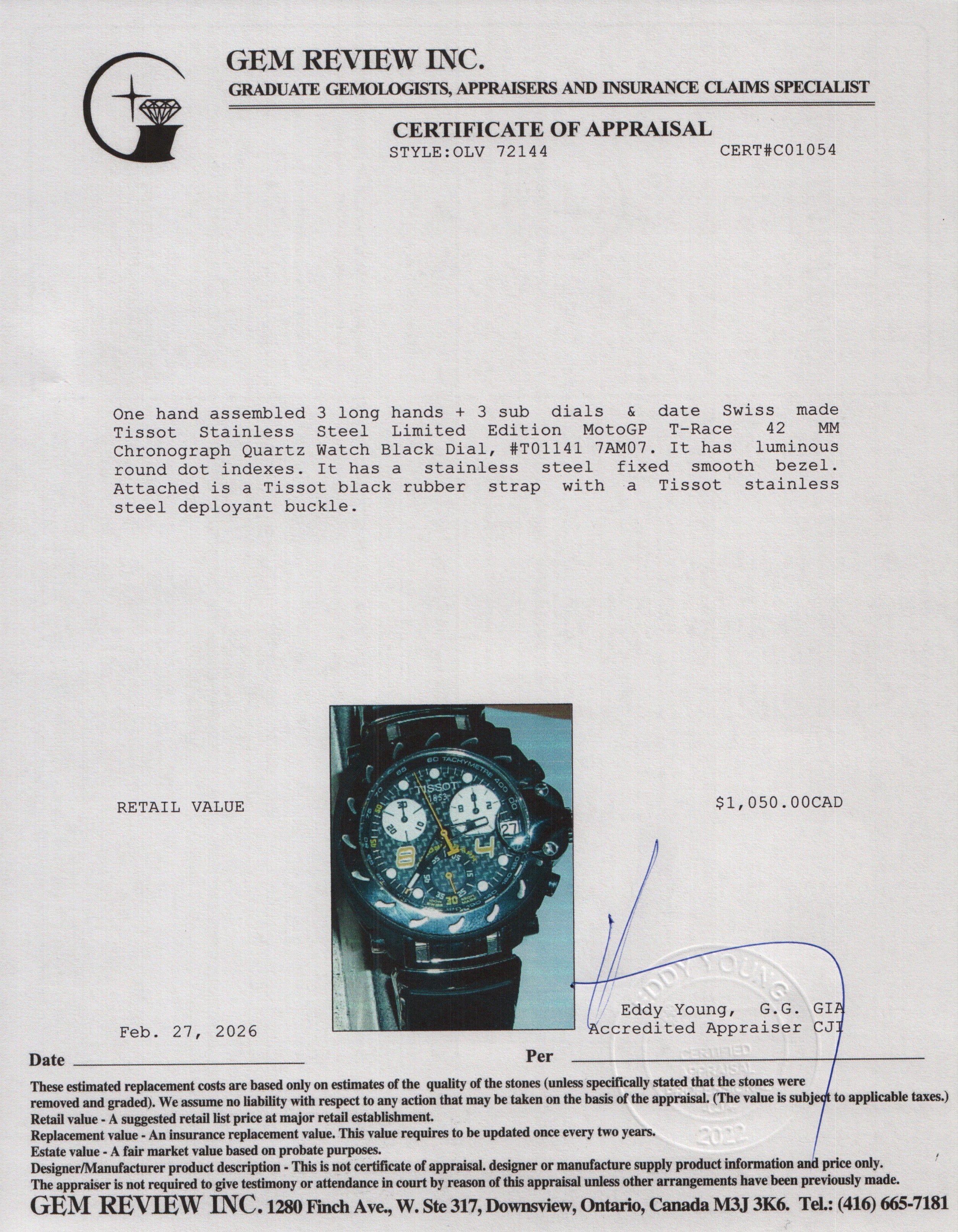 Tissot Stainless Steel Limited Edition MotoGP T-Race 42 MM Chronograph Quartz Watch Black Dial w/ Box & Papers