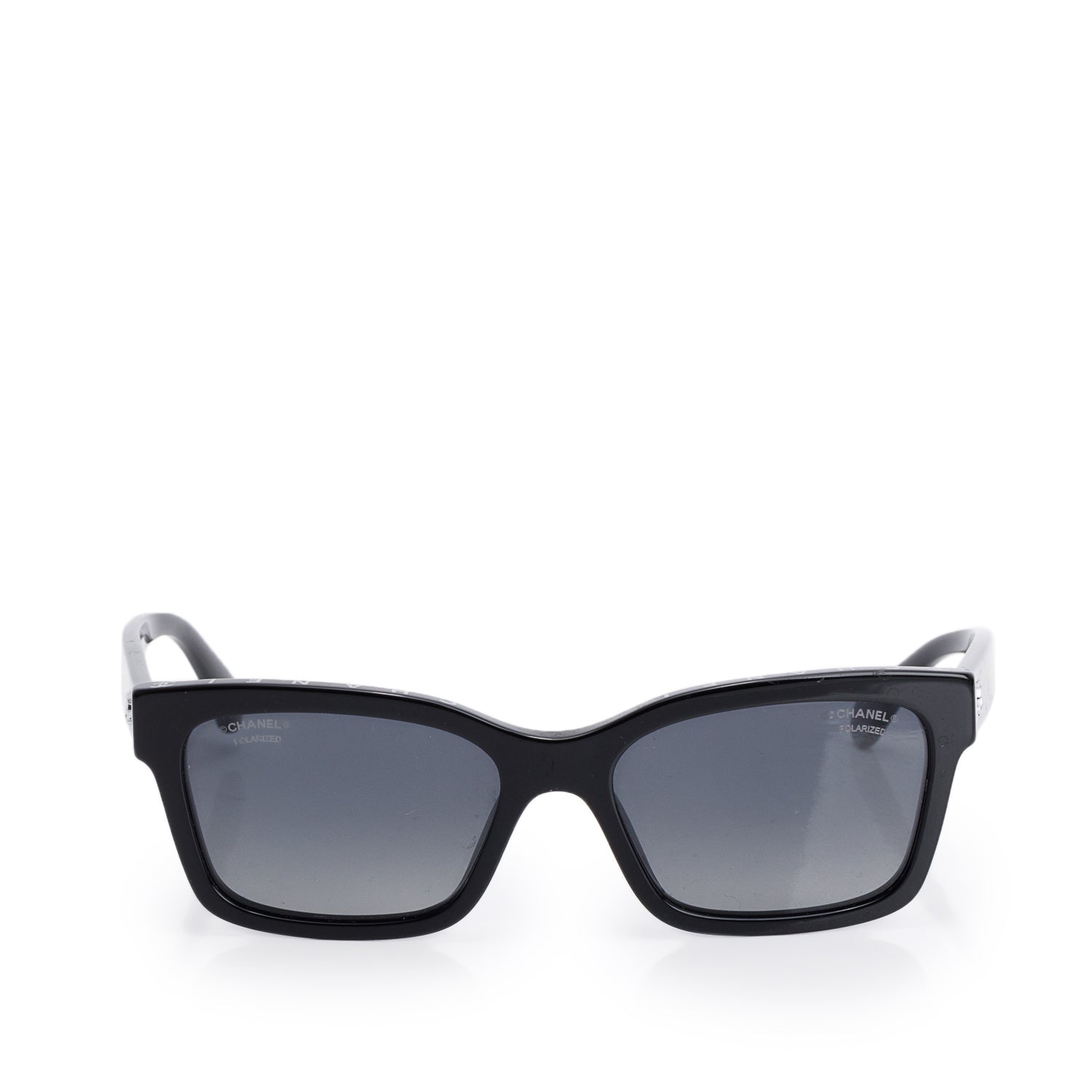 Chanel 501/S8 Black Acetate Interlocking CC Logo Rectangle Sunglasses w/ Case