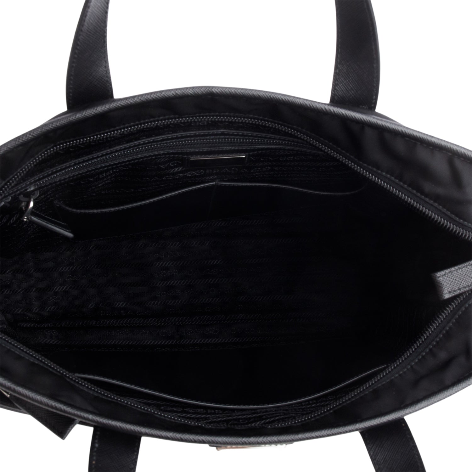 Prada Black Tessuto Nylon Saffiano Tote w/ Strap