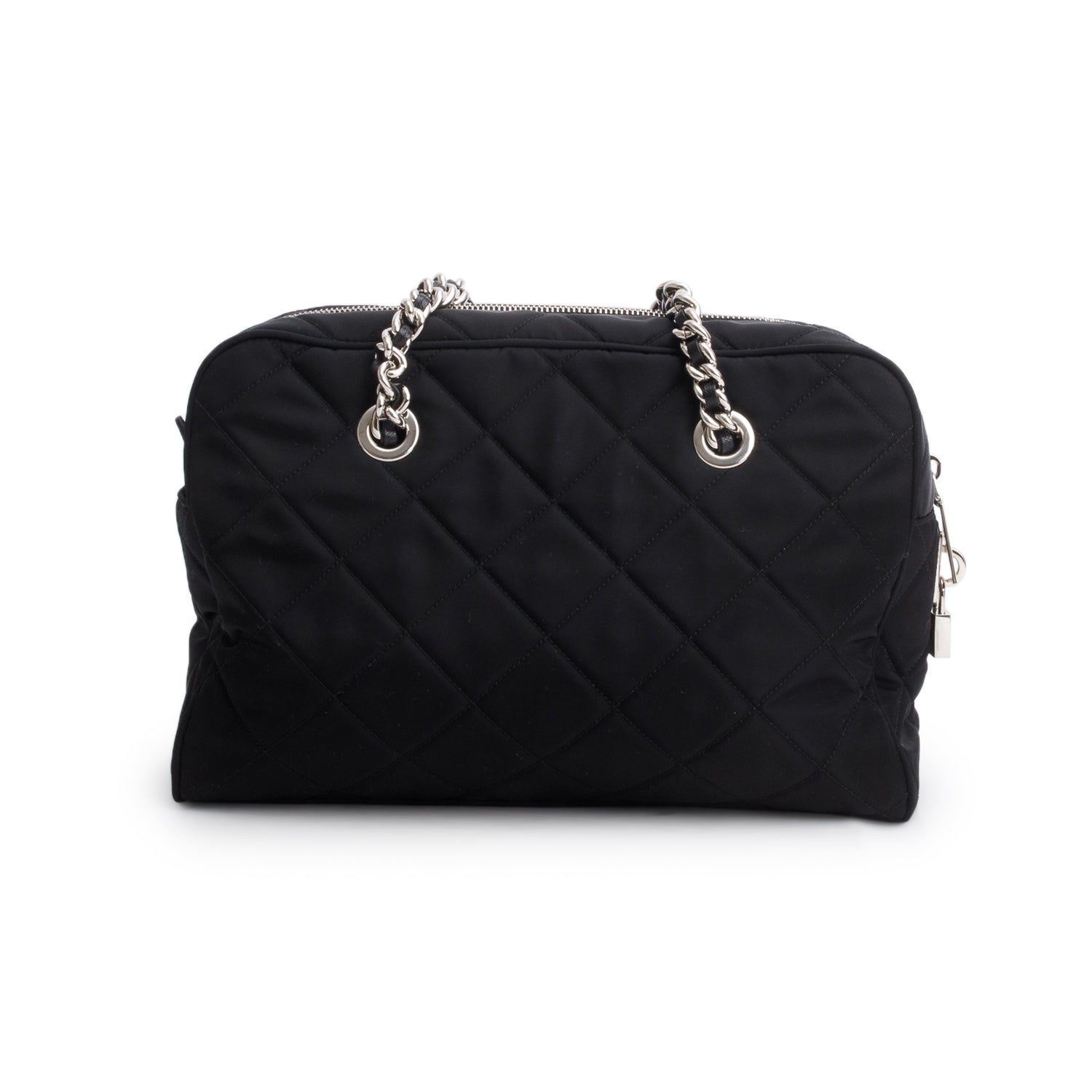 Prada Black Nylon Tessuto Impuntu Quilted Medium Shoulder Bag w/ Authenticity Card