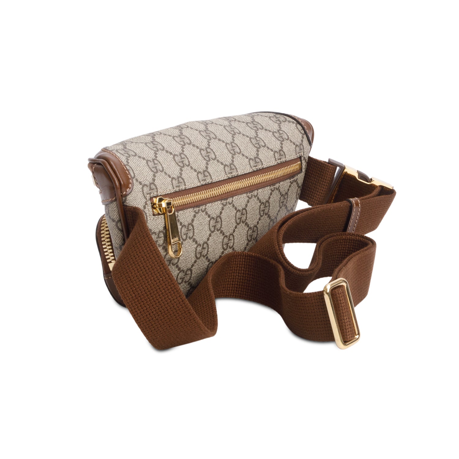 Gucci Brown GG Supreme Monogram Textured Calfskin Retro Interlocking G Belt Bag
