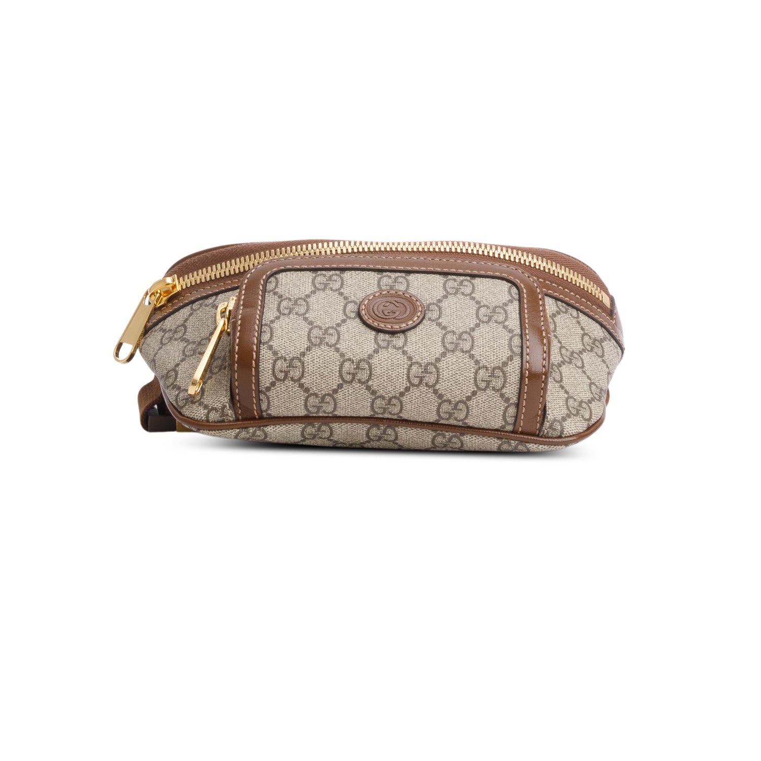 Gucci Brown GG Supreme Monogram Textured Calfskin Retro Interlocking G Belt Bag