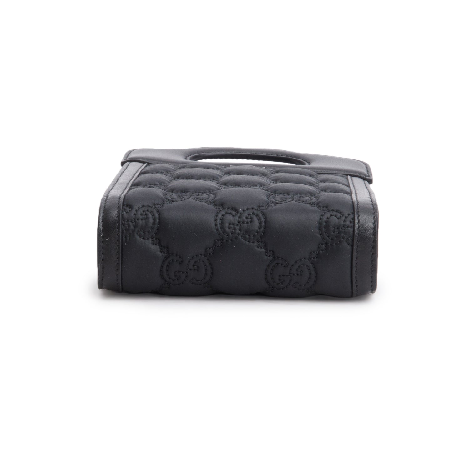Gucci Black Nylon Calfskin Enamel GG Matelasse Mini Top Slip Handle Crossbody Bag w/ Box & Strap