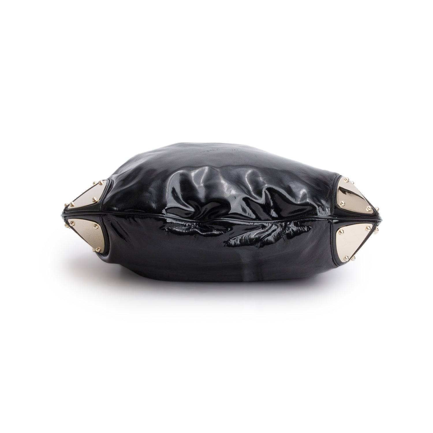 Gucci Black Patent Leather Large Indy Top Handle Bag w/ Strap