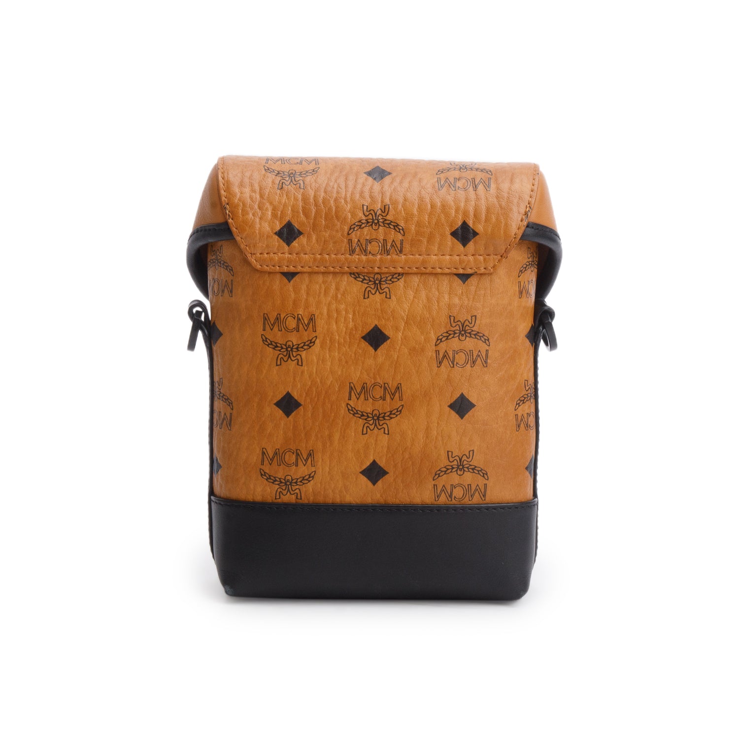 MCM Brown Visetos Portuna Heritage Logo Small Crossbody Bag
