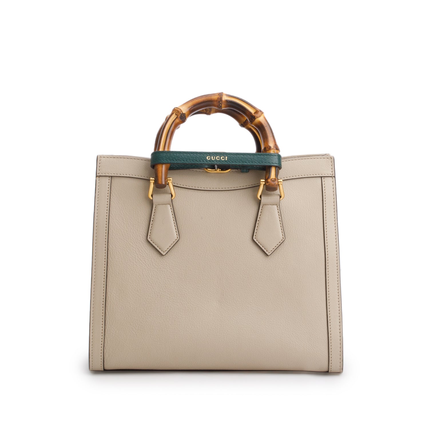 Gucci Beige Calfskin Leather Diana Small Tote Bag w/ Strap