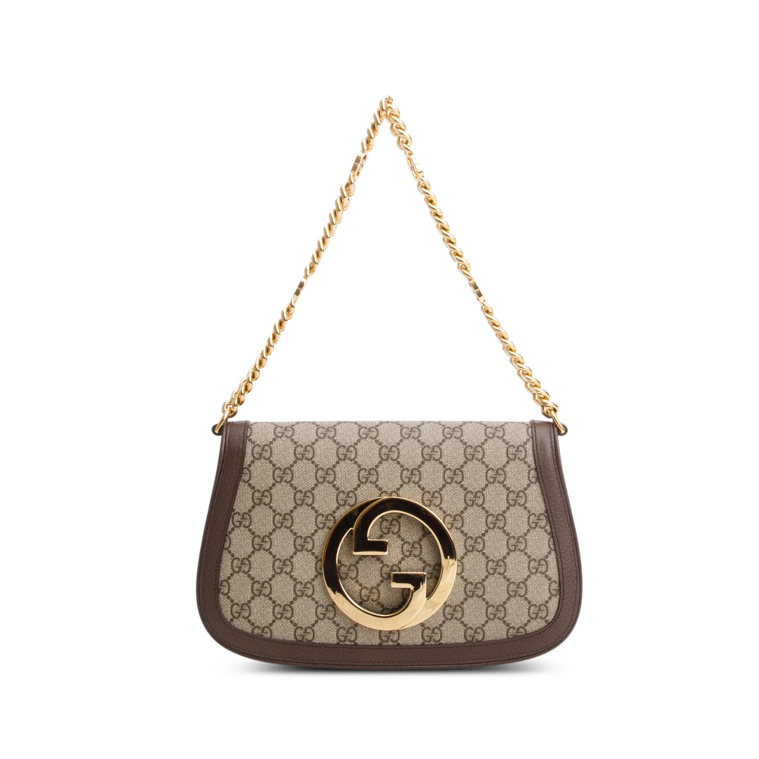 Gucci GG Supreme Monogram Textured Dollar Calfskin Blondie Chain Shoulder Flap Bag w/ Strap