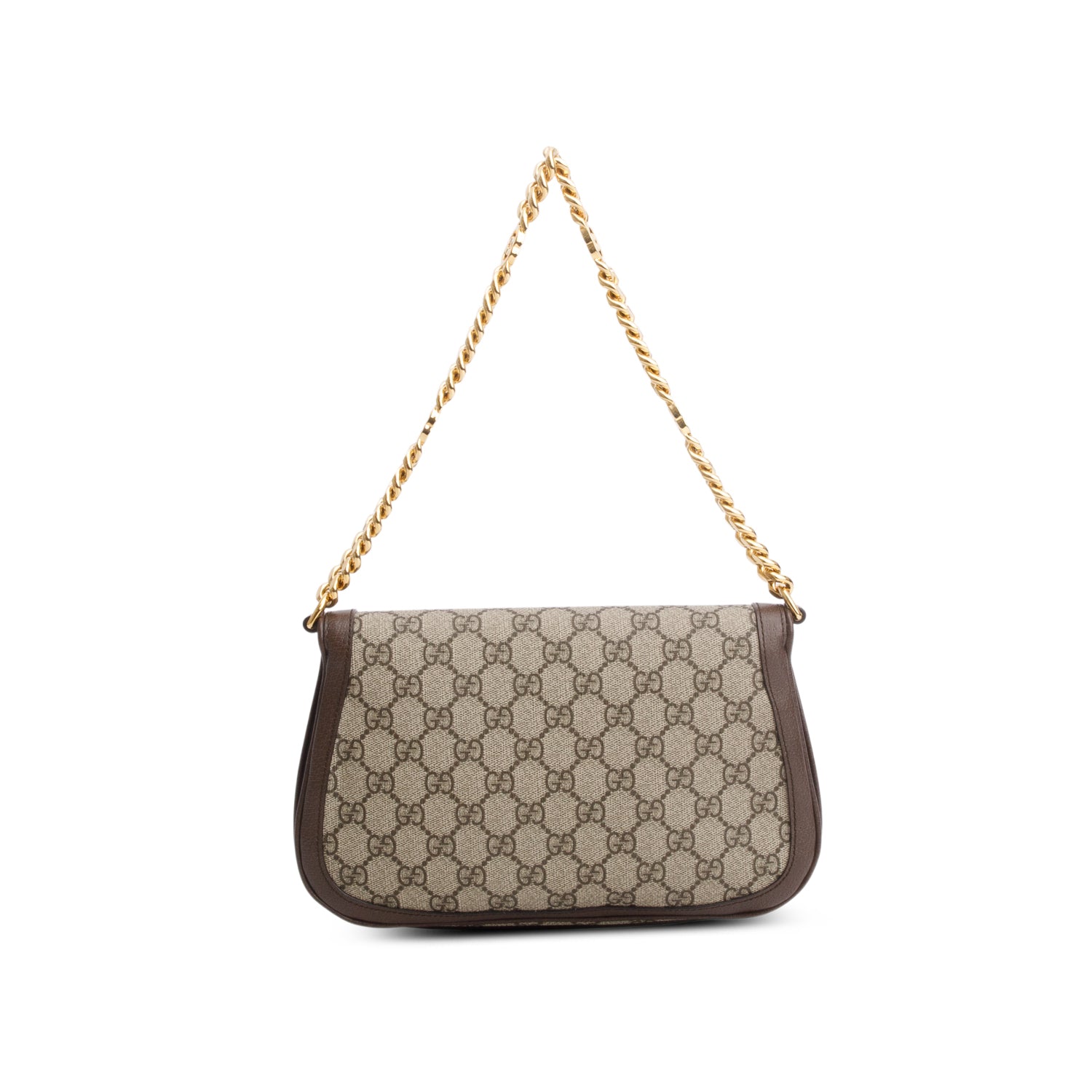 Gucci GG Supreme Monogram Textured Dollar Calfskin Blondie Chain Shoulder Flap Bag w/ Strap