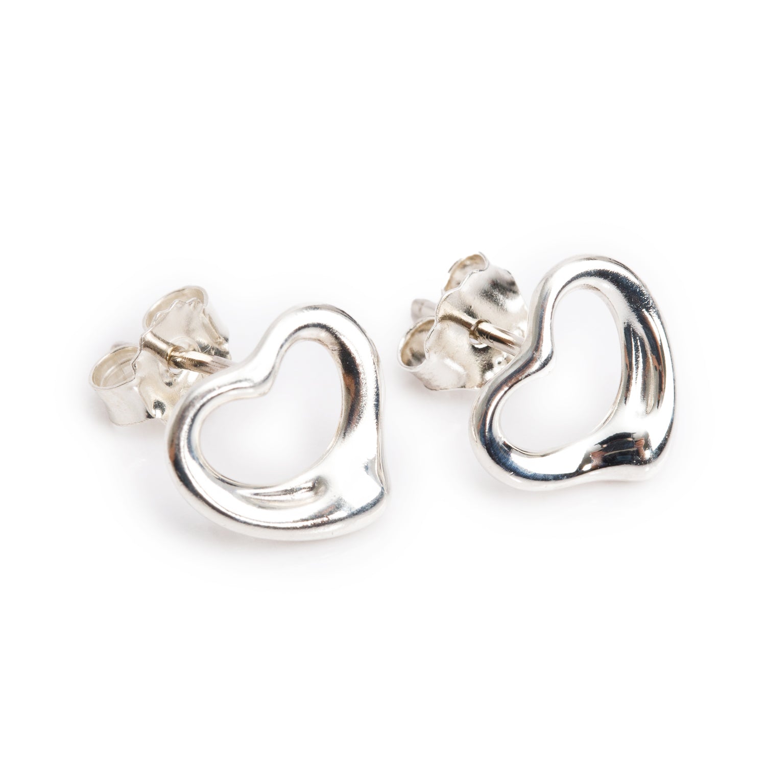 Tiffany & Co. Elsa Peretti Sterling Silver Open Heart Earrings, 11 MM