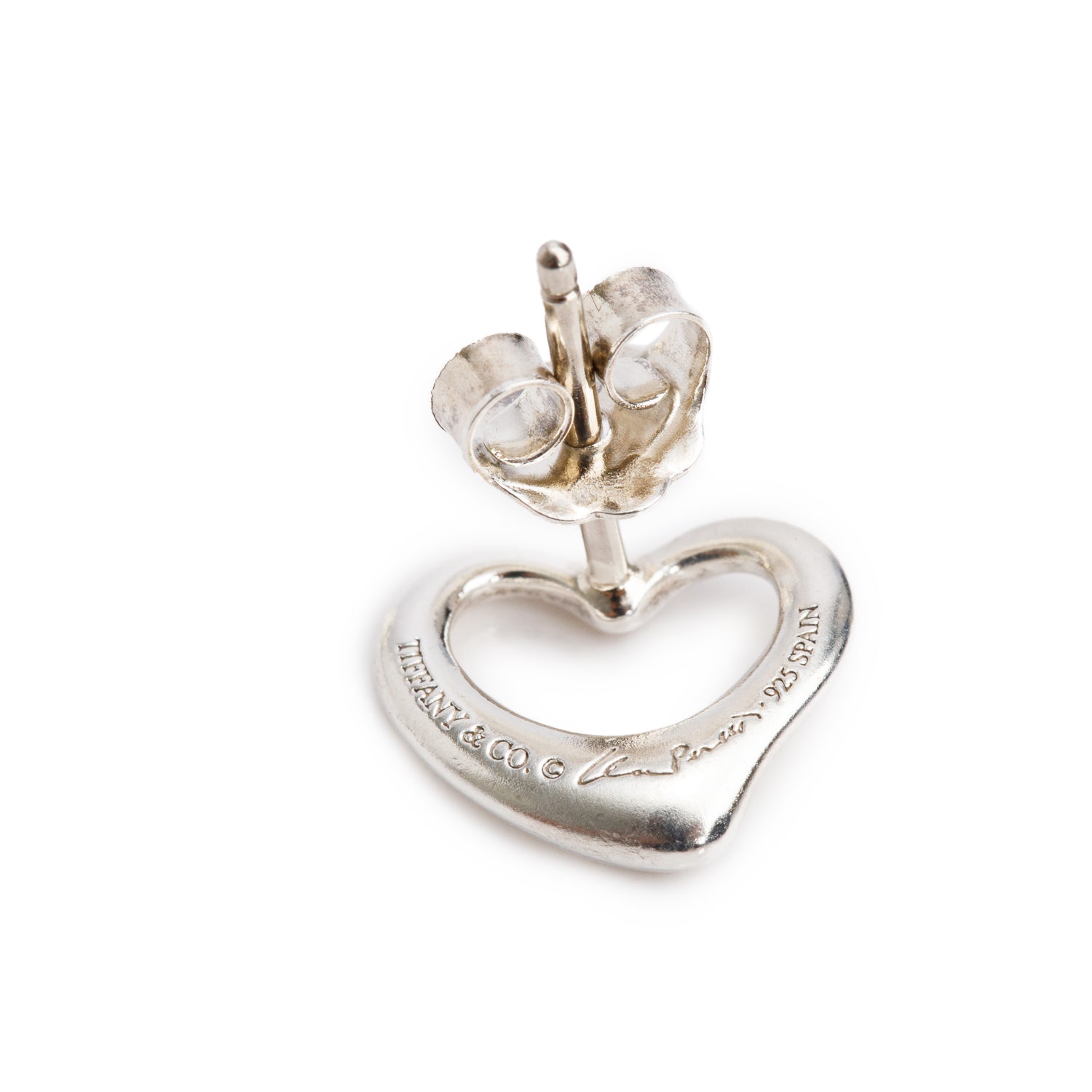 Tiffany & Co. Elsa Peretti Sterling Silver Open Heart Earrings, 11 MM