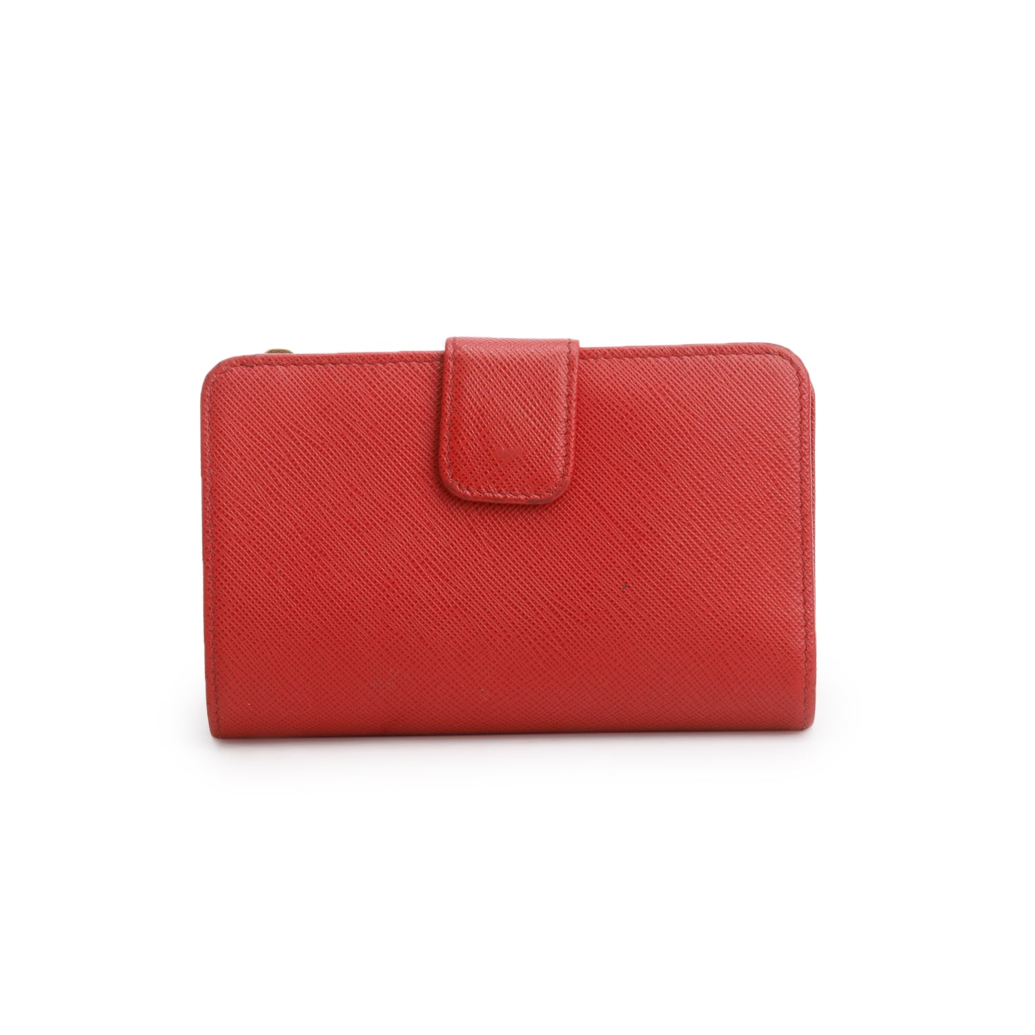 Prada 2023 Red Saffiano Compact Zip Around Wallet w/ Box & Authenticity Card