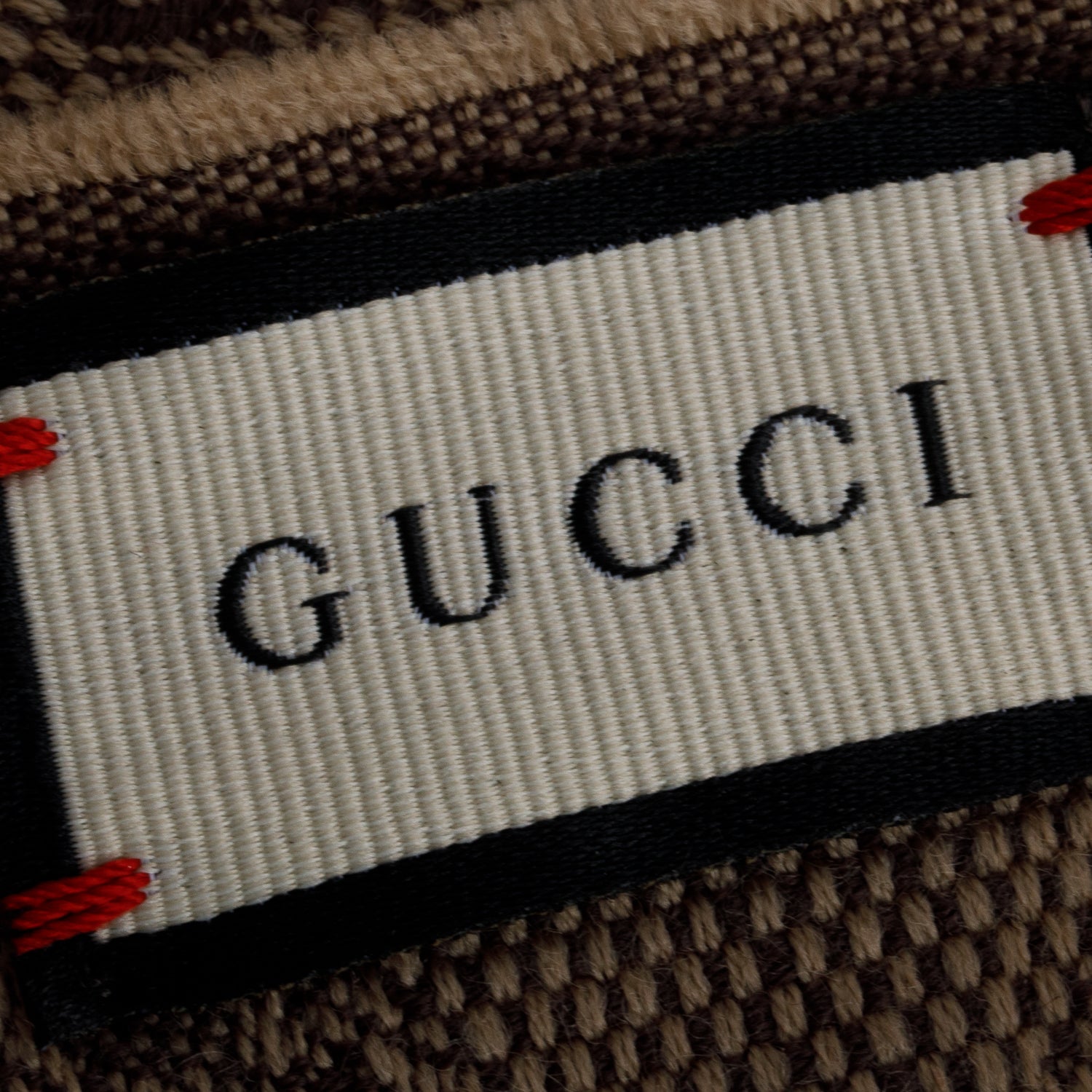 Gucci Brown GG Monogram Wool Silk Web Scarf w/ Box