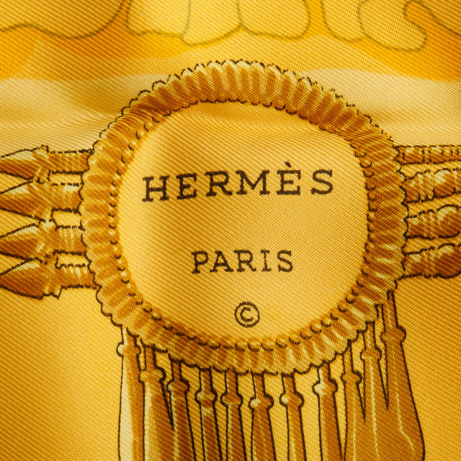 Hermes Yellow & Multicolor 'Mexique' Silk Scarf 90