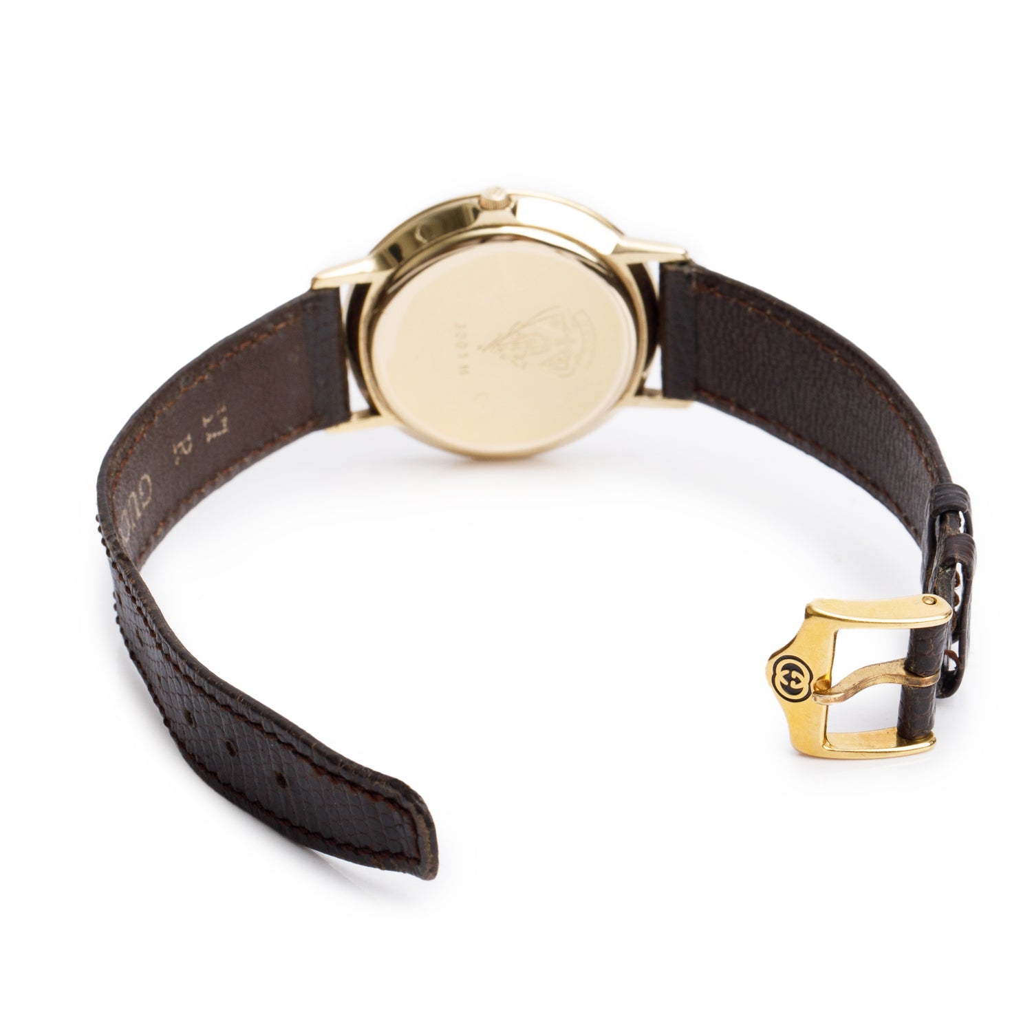 Gucci Vintage Gold Plated Stainless Steel 3001M Series 33 MM Quartz Watch Green & Red Web Dial w/ Box