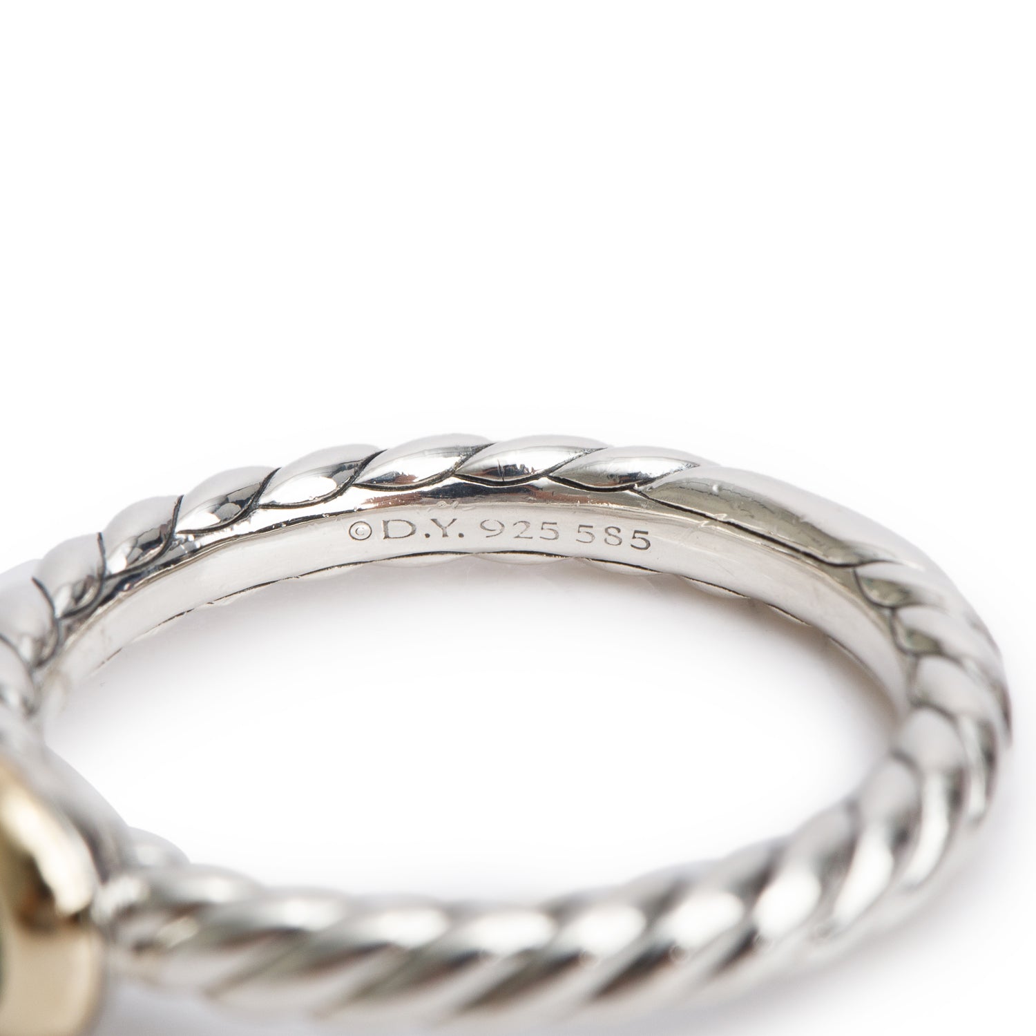 David Yurman Sterling Silver & 14k Yellow Gold Peridot Petite Cable Ring, Size 8