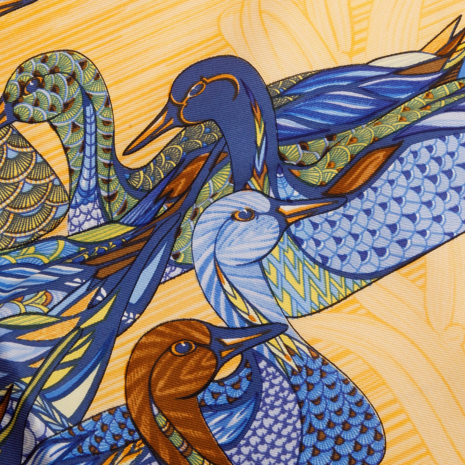 Hermes Orange & Multicolor 'La Mare Aux Canards' Silk Scarf 90