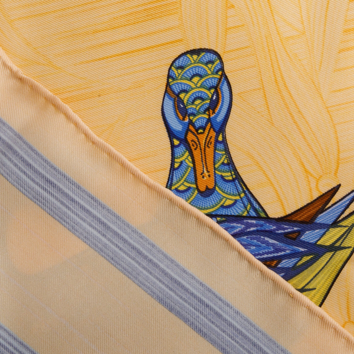 Hermes Orange & Multicolor 'La Mare Aux Canards' Silk Scarf 90