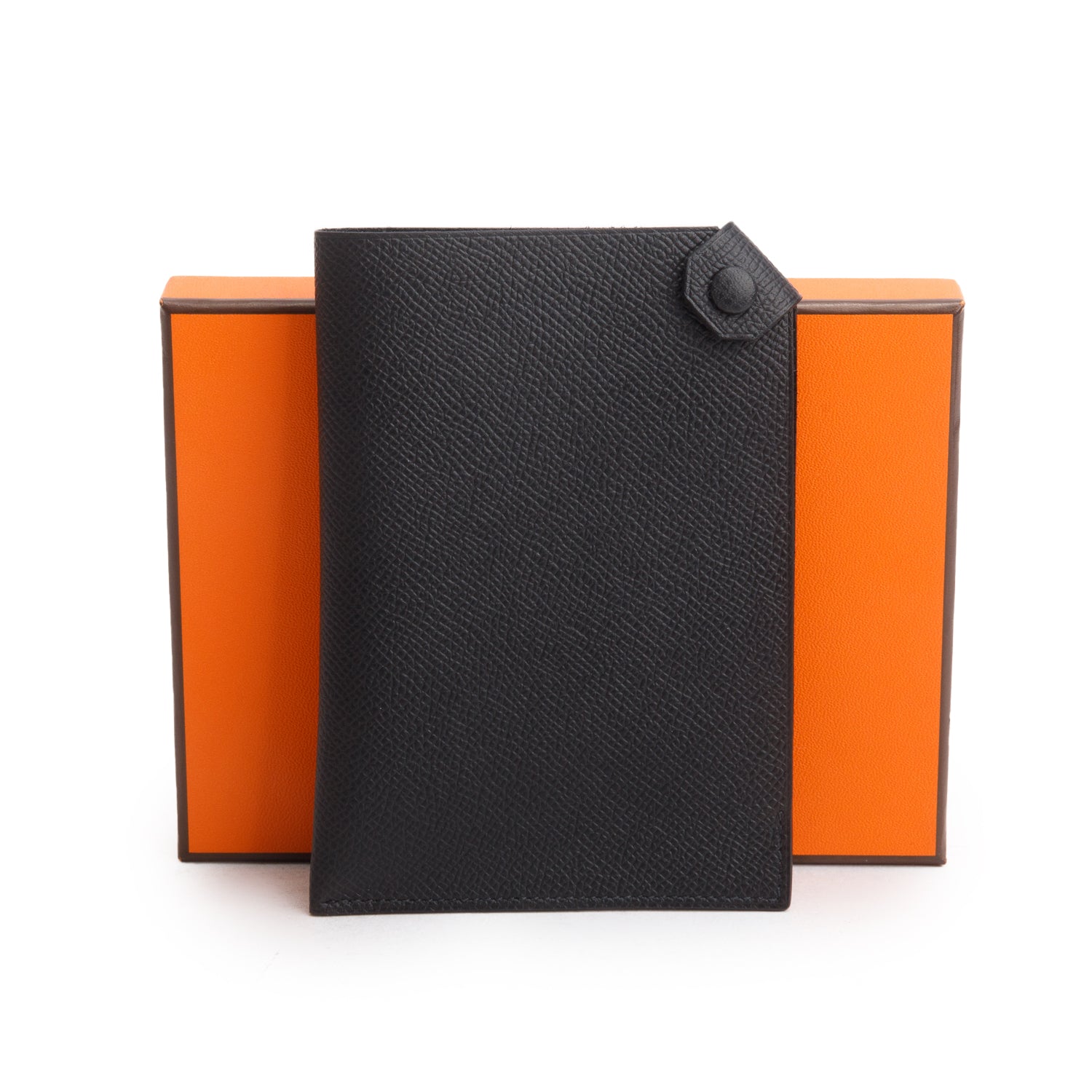 Hermes Noir Epsom Calfskin Tarmac PM Passport Holder w/ Box