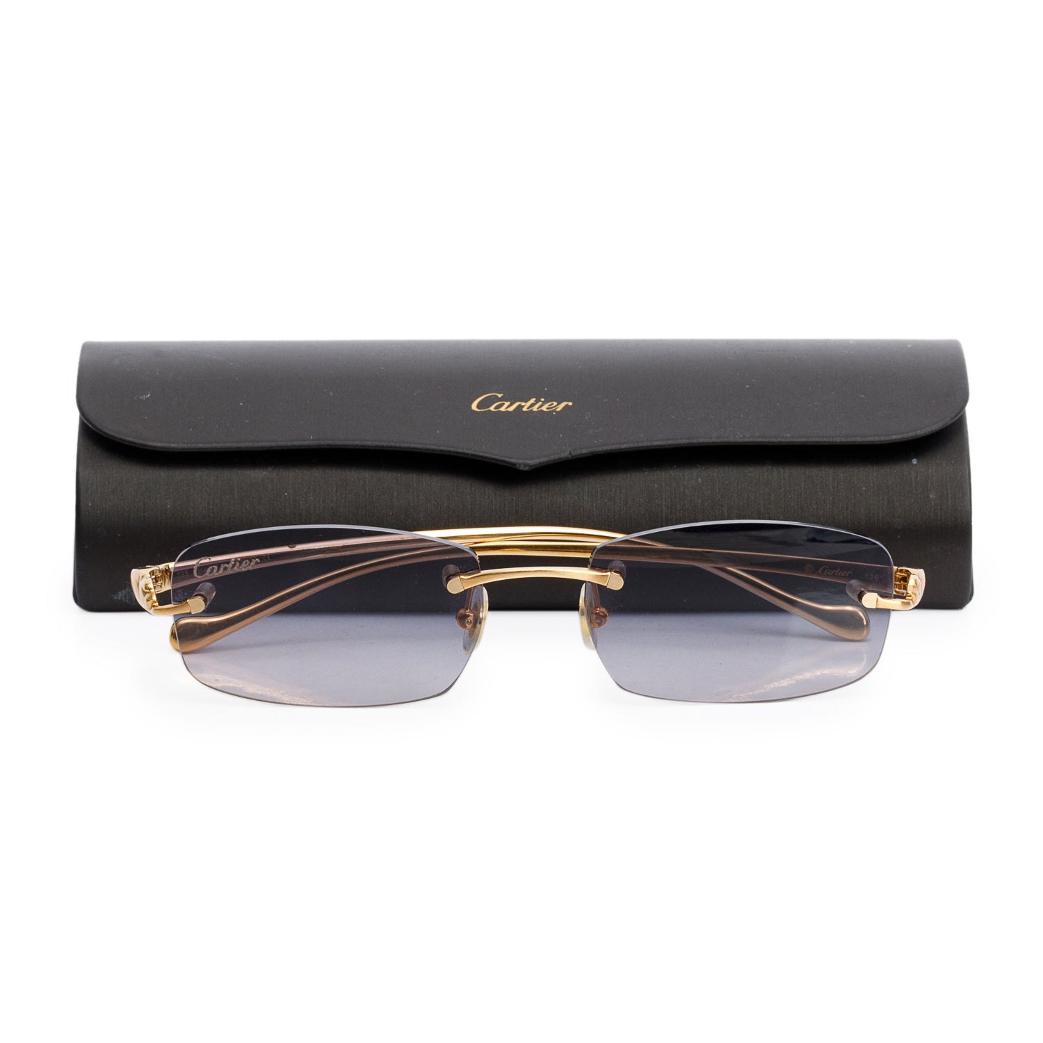 Cartier CT0061O Purple Rimless Panthere de Cartier Square Sunglasses w/ Case