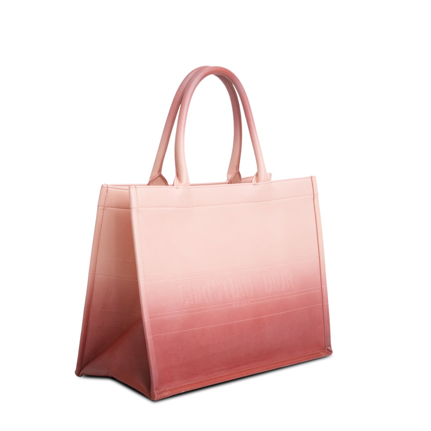 Christian Dior 2021 Pink Gradient Smooth Calfskin Embossed Medium Book Tote w/ Box