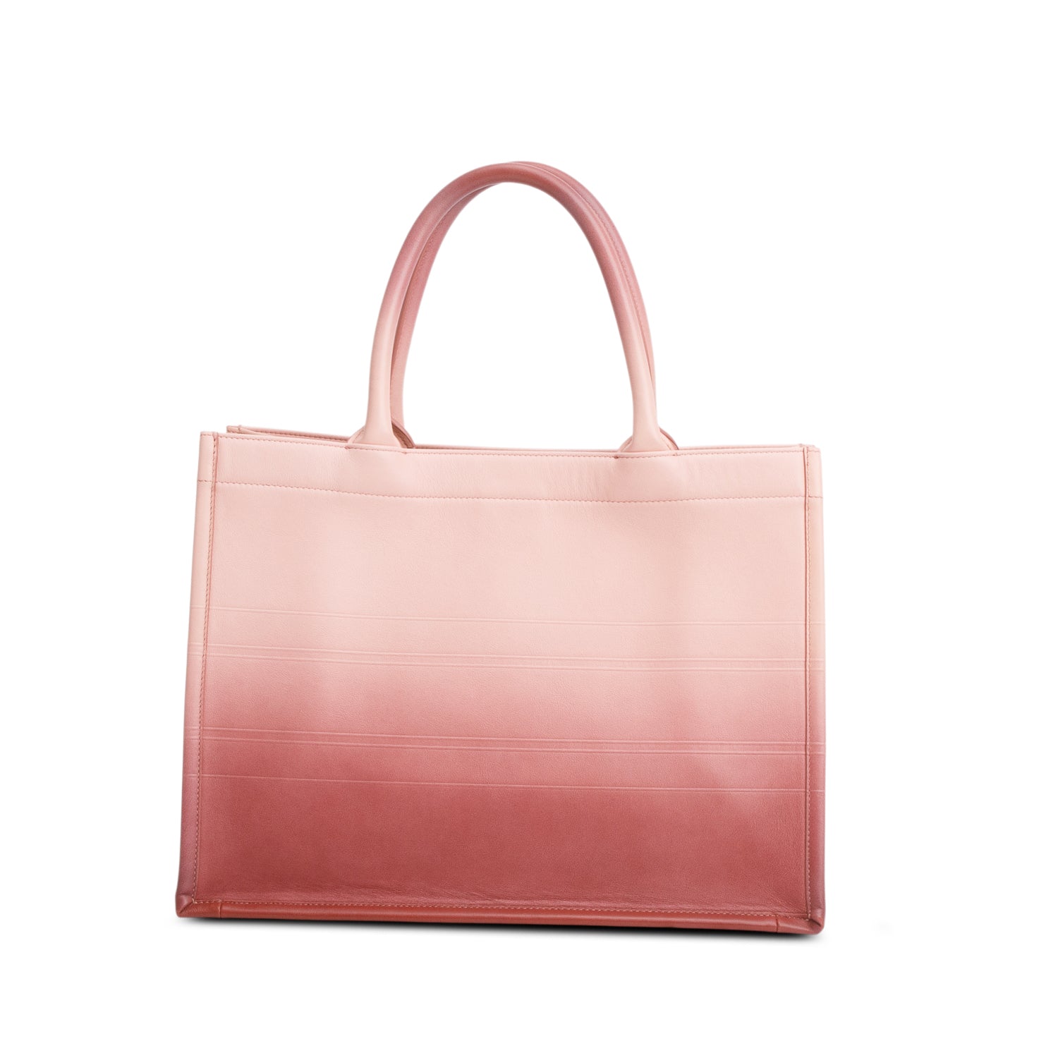 Christian Dior 2021 Pink Gradient Smooth Calfskin Embossed Medium Book Tote w/ Box