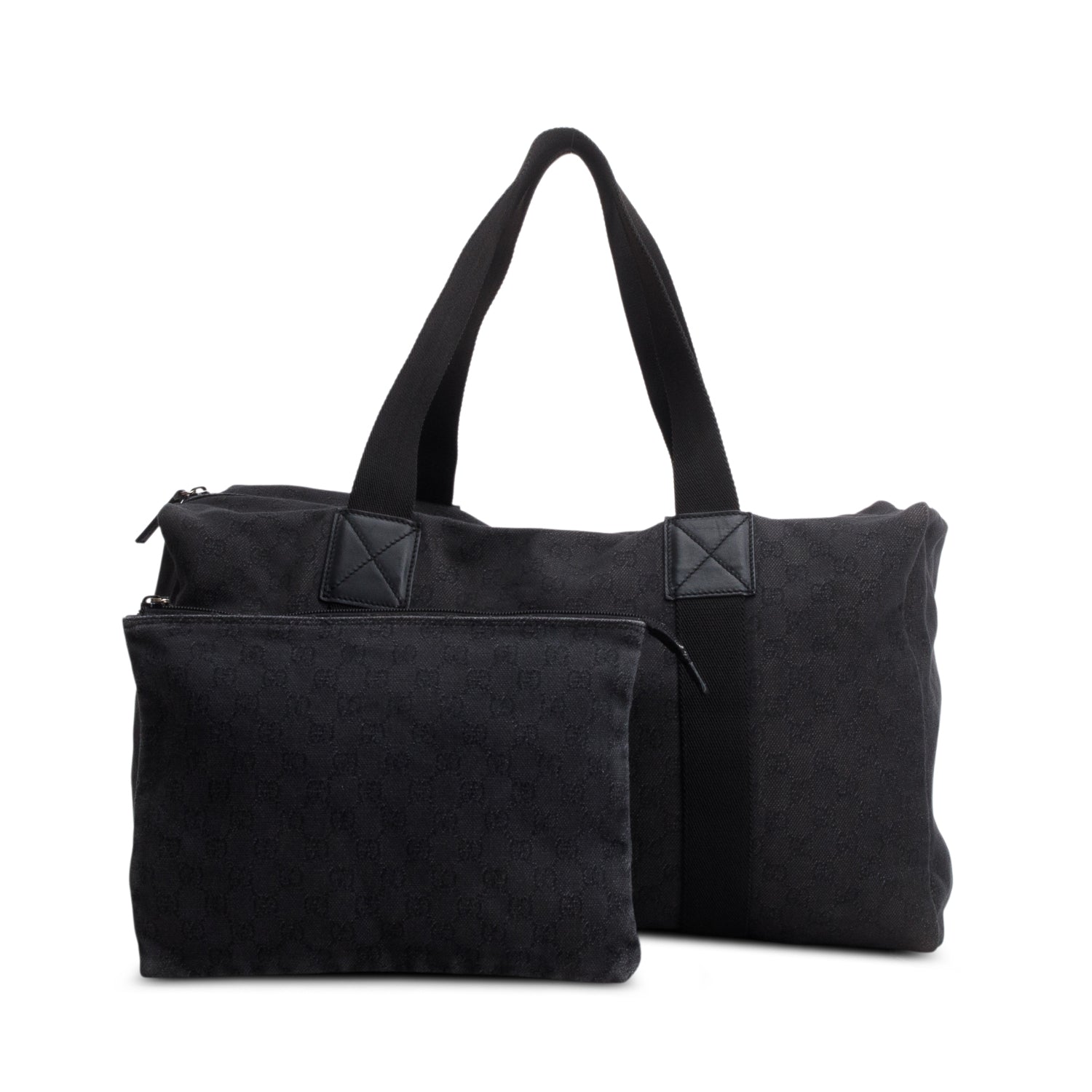 Gucci Black Denim Monogram Duffel Bag w/ Pouch