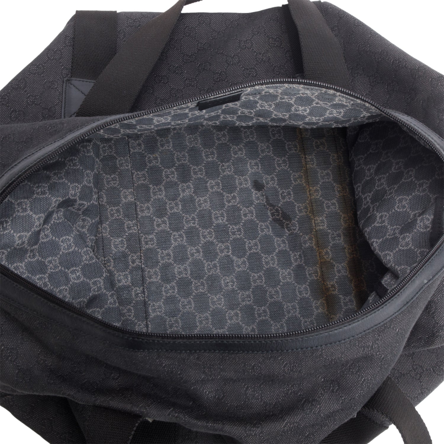Gucci Black Denim Monogram Duffel Bag w/ Pouch
