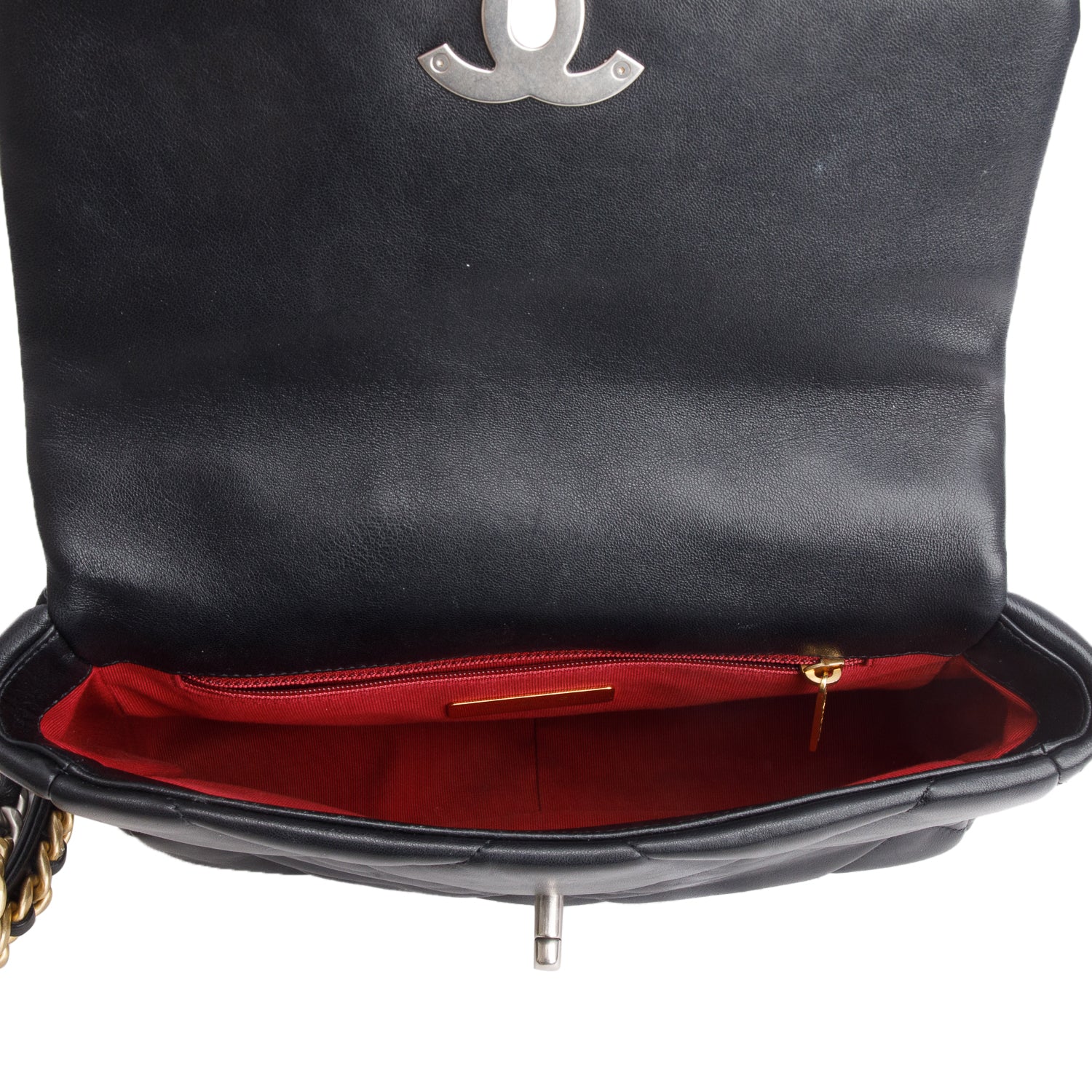 Chanel 2023 Black Lambskin Leather Medium 19 Flap Bag w/ Box & Receipt