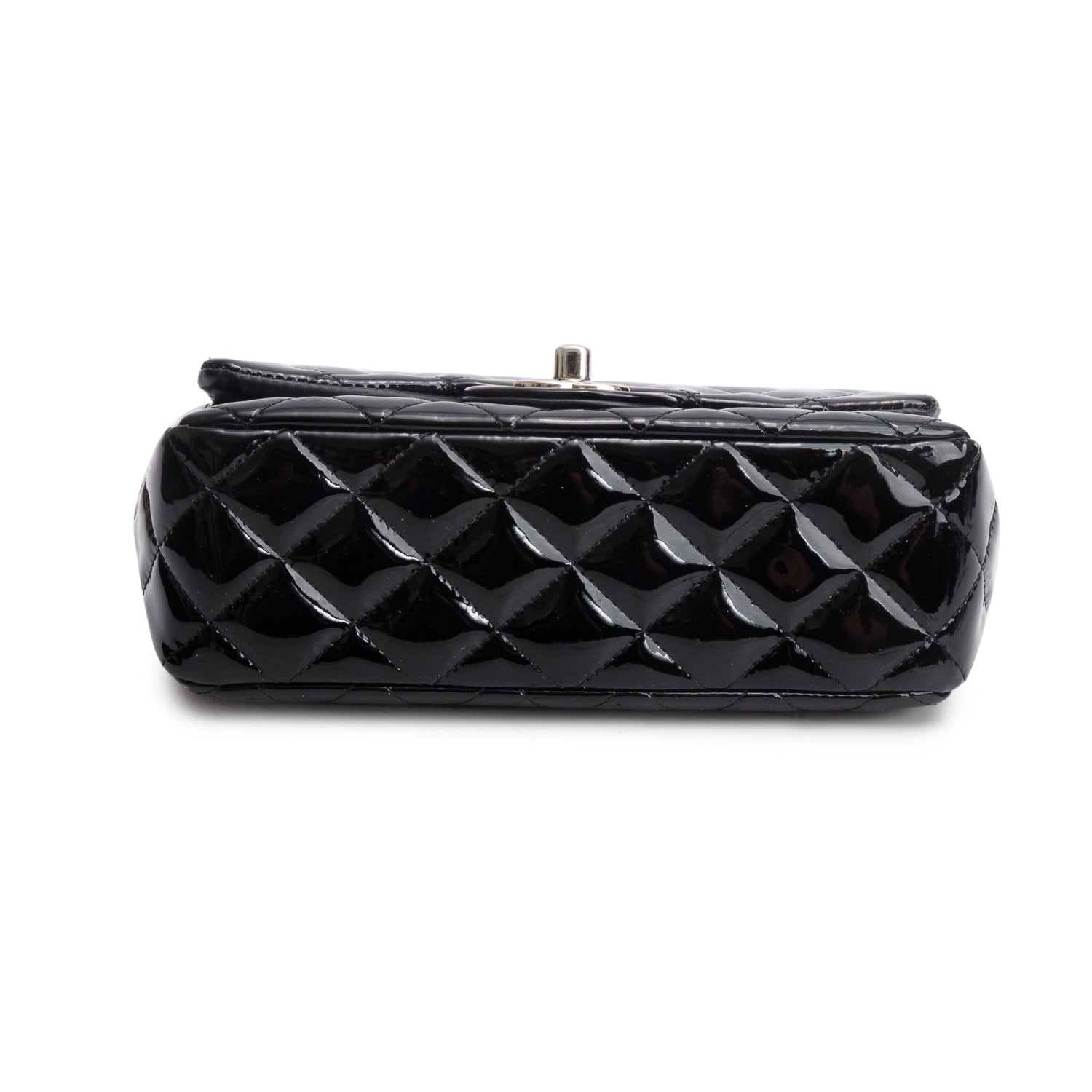 Chanel Black Patent Calfskin Quilted Mini Rectangular Flap