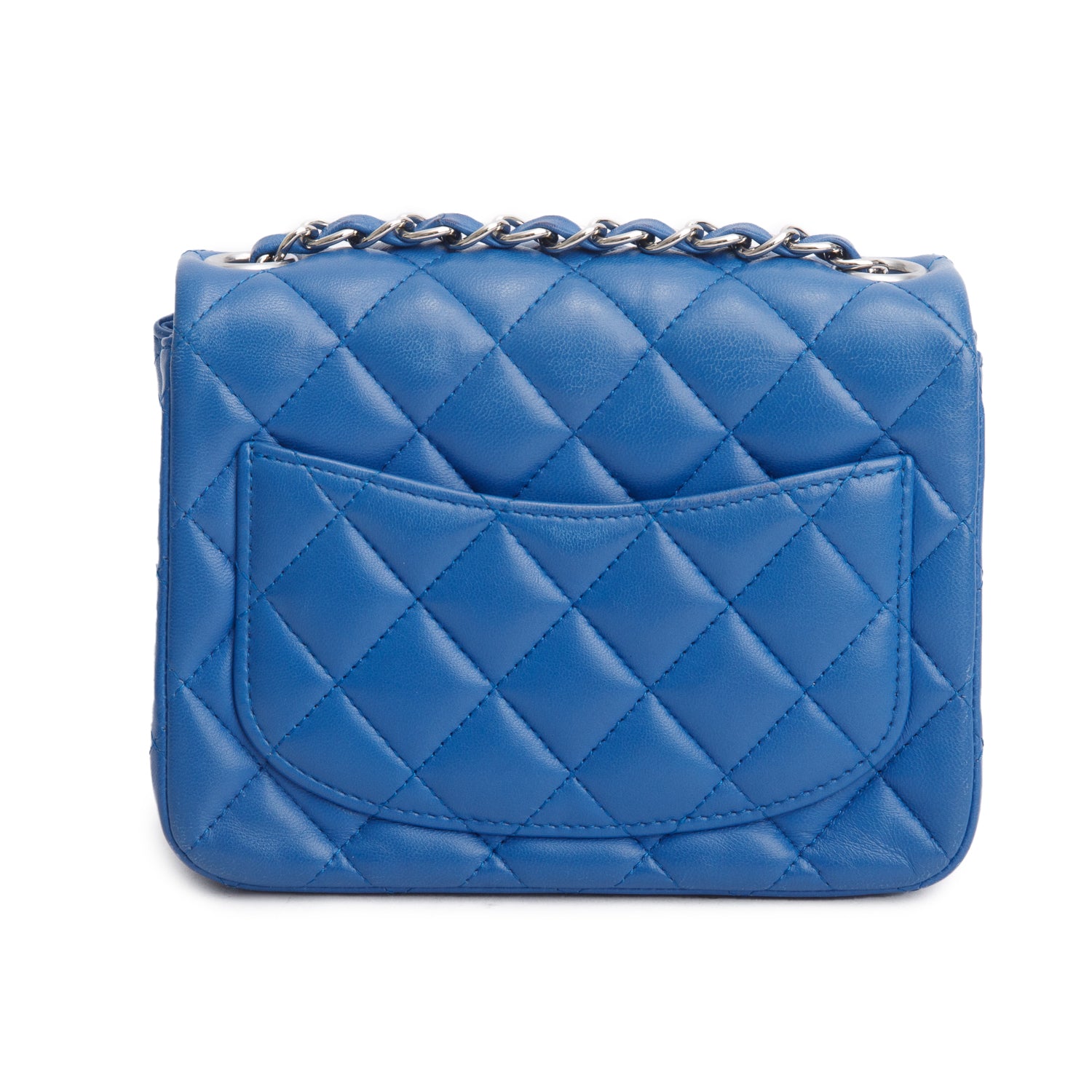 Chanel Blue Quilted Lambskin Leather Classic Square Mini Flap Bag