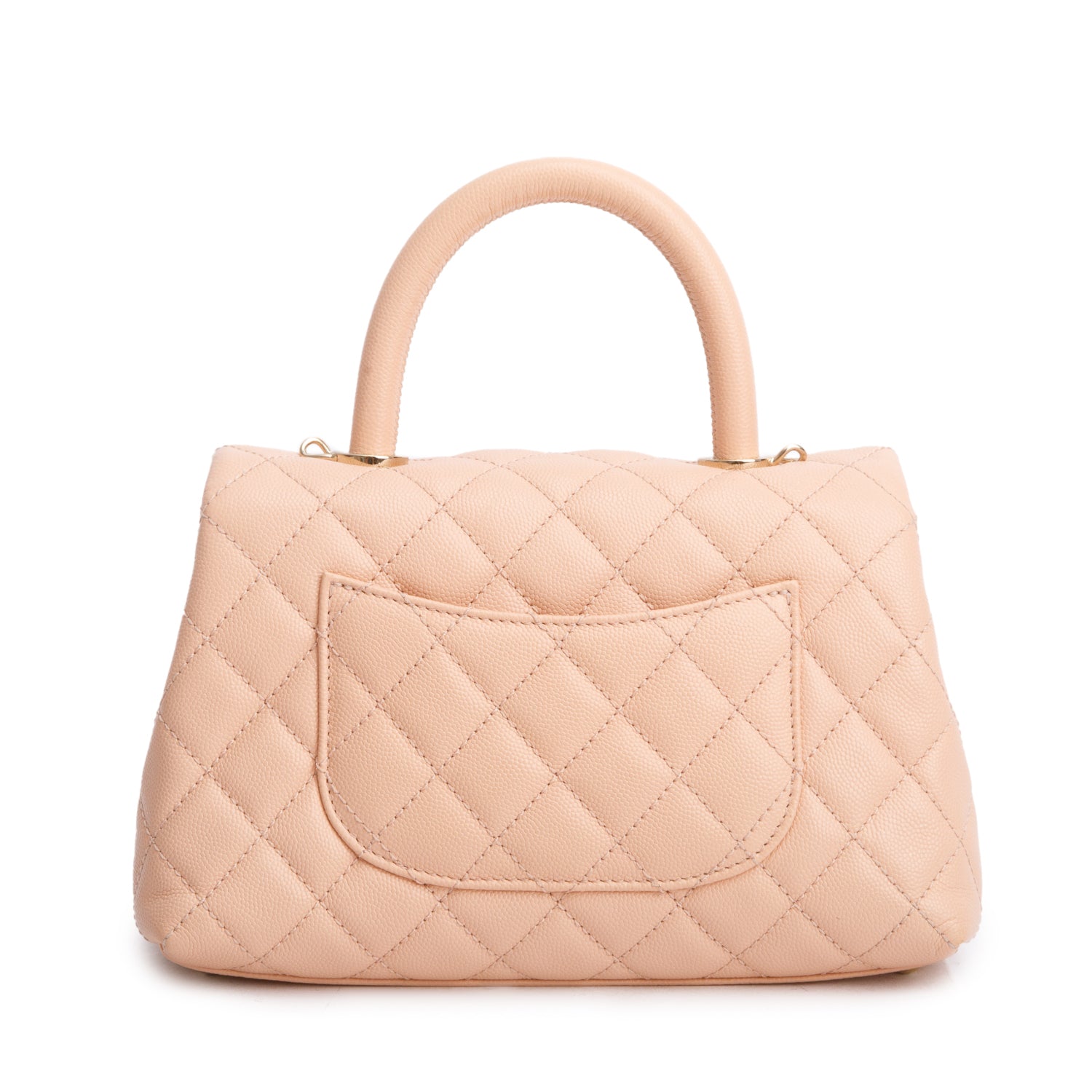 Chanel 2021 Pink Caviar Quilted Mini Coco Handle Flap w/ Authenticity Card