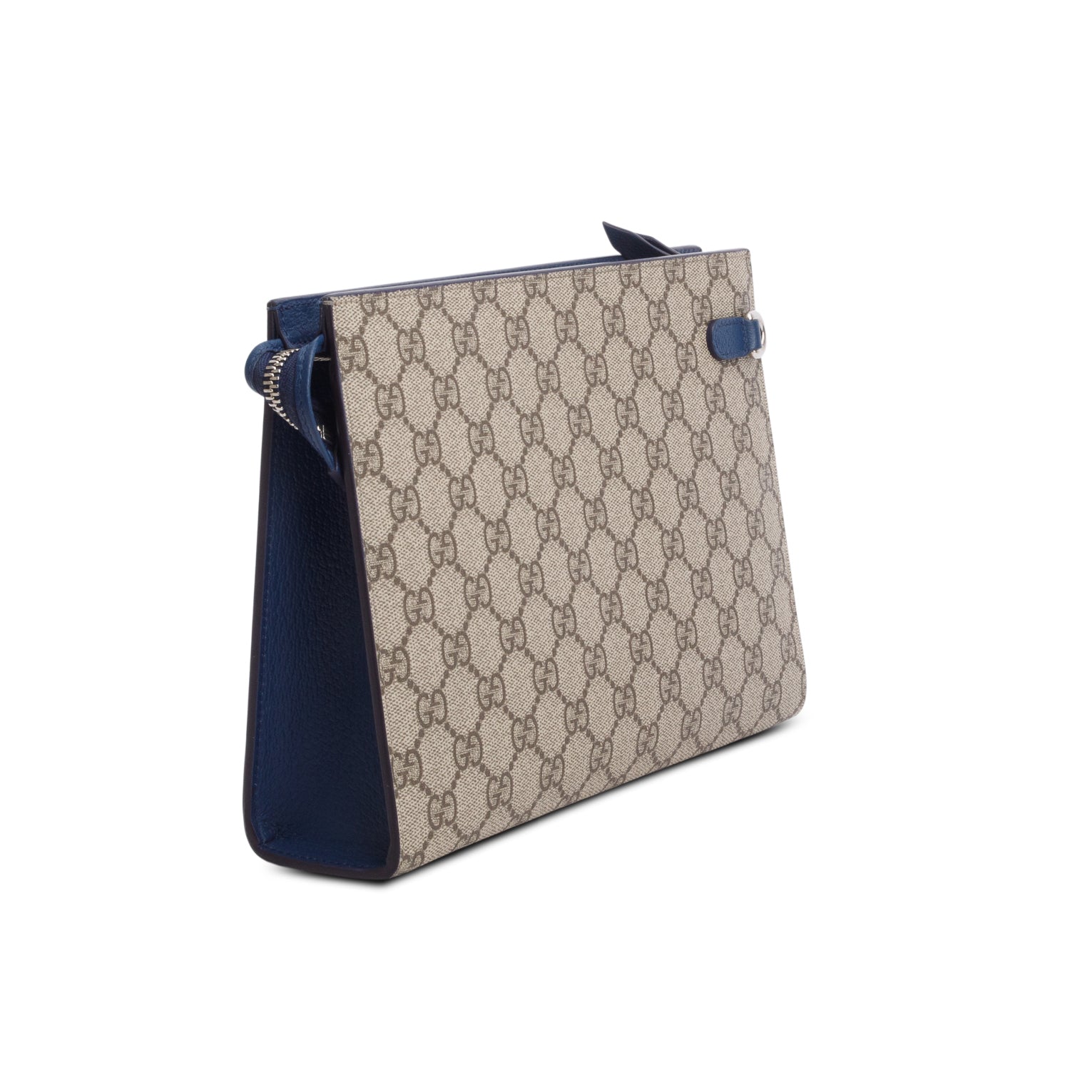 Gucci GG Supreme Monogram Navy Azalea Calfskin Interlocking G Small Pouch