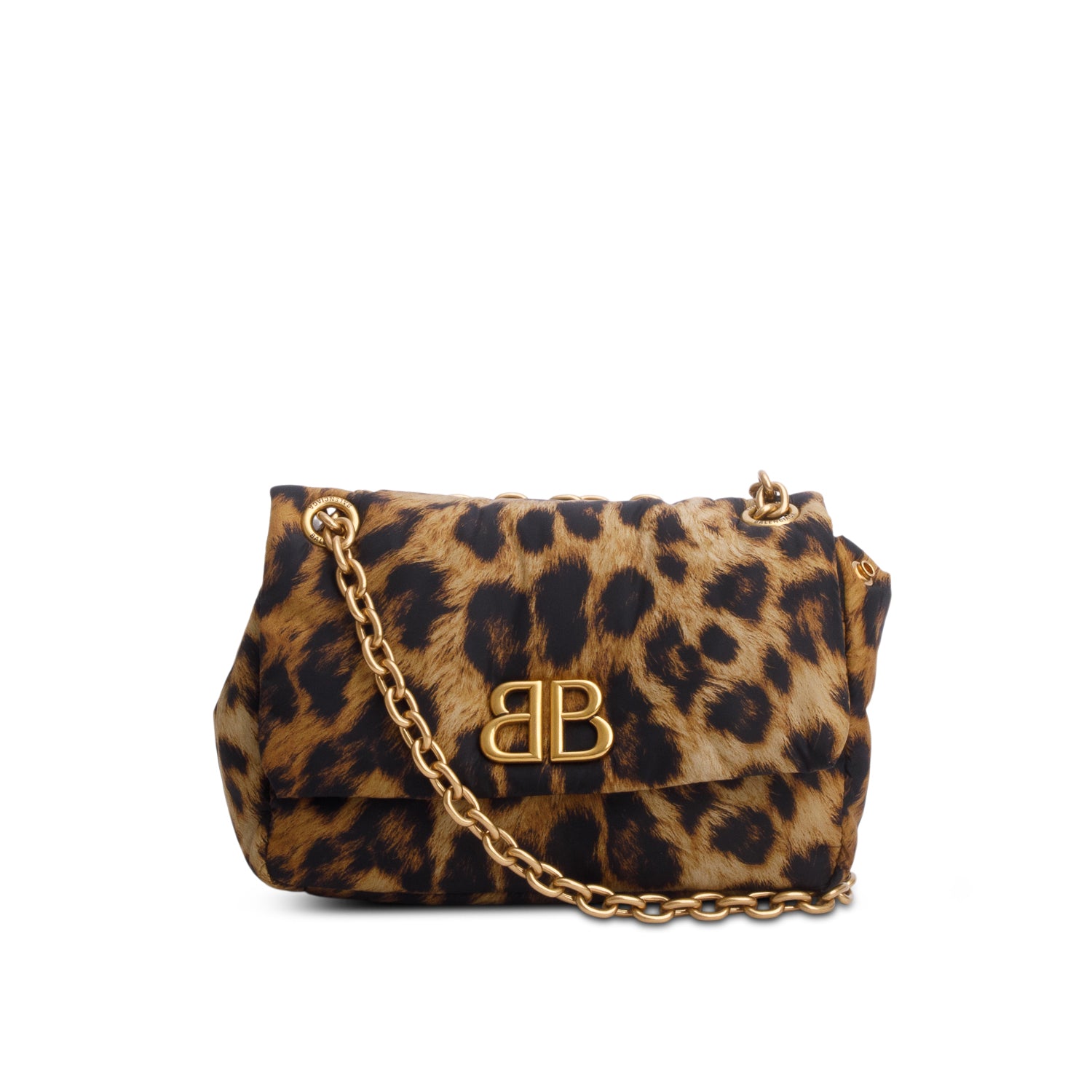 Balenciaga Leopard Print Nylon Mini Monaco BB Shoulder Bag