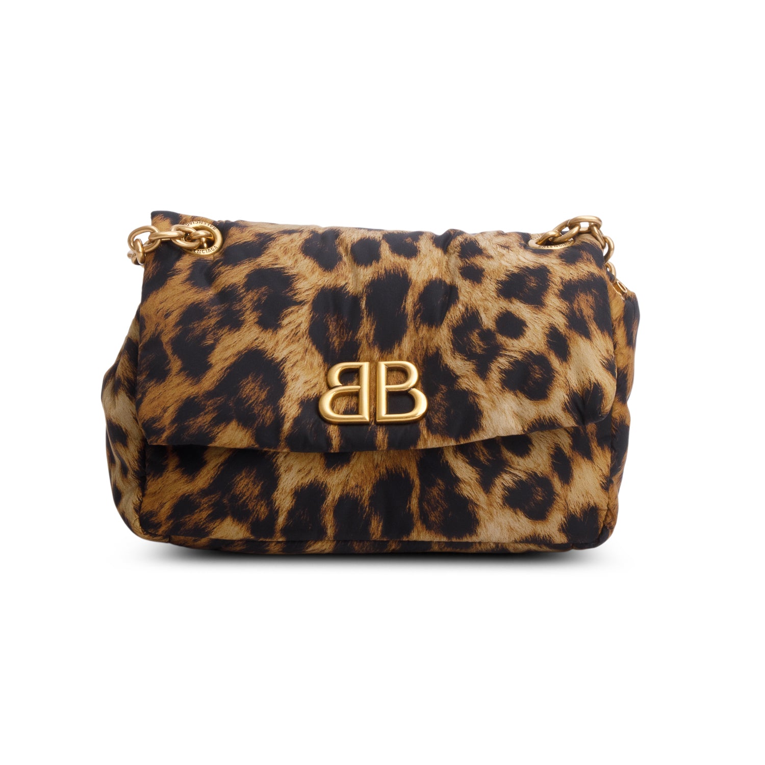 Balenciaga Leopard Print Nylon Mini Monaco BB Shoulder Bag
