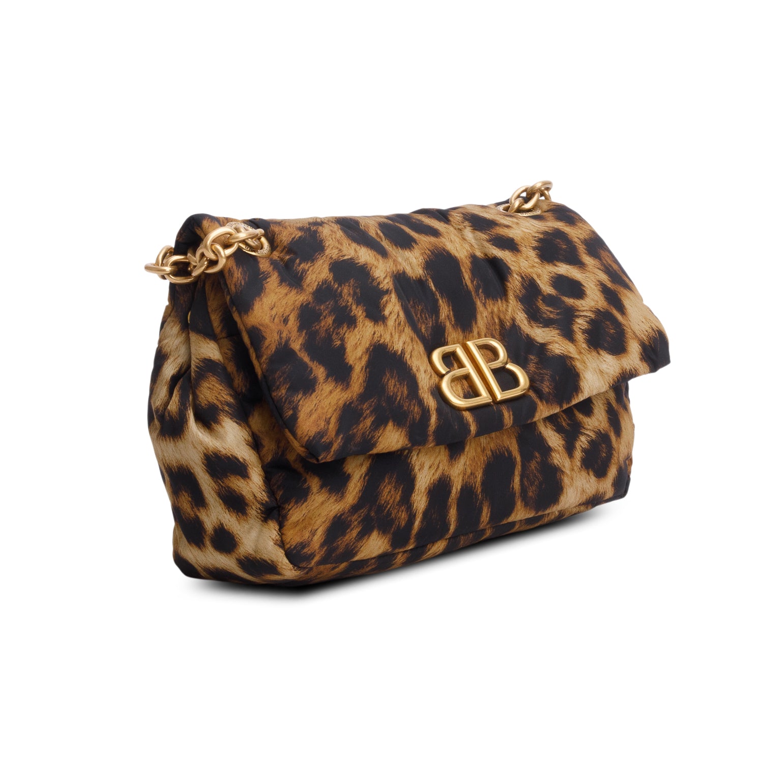 Balenciaga Leopard Print Nylon Mini Monaco BB Shoulder Bag