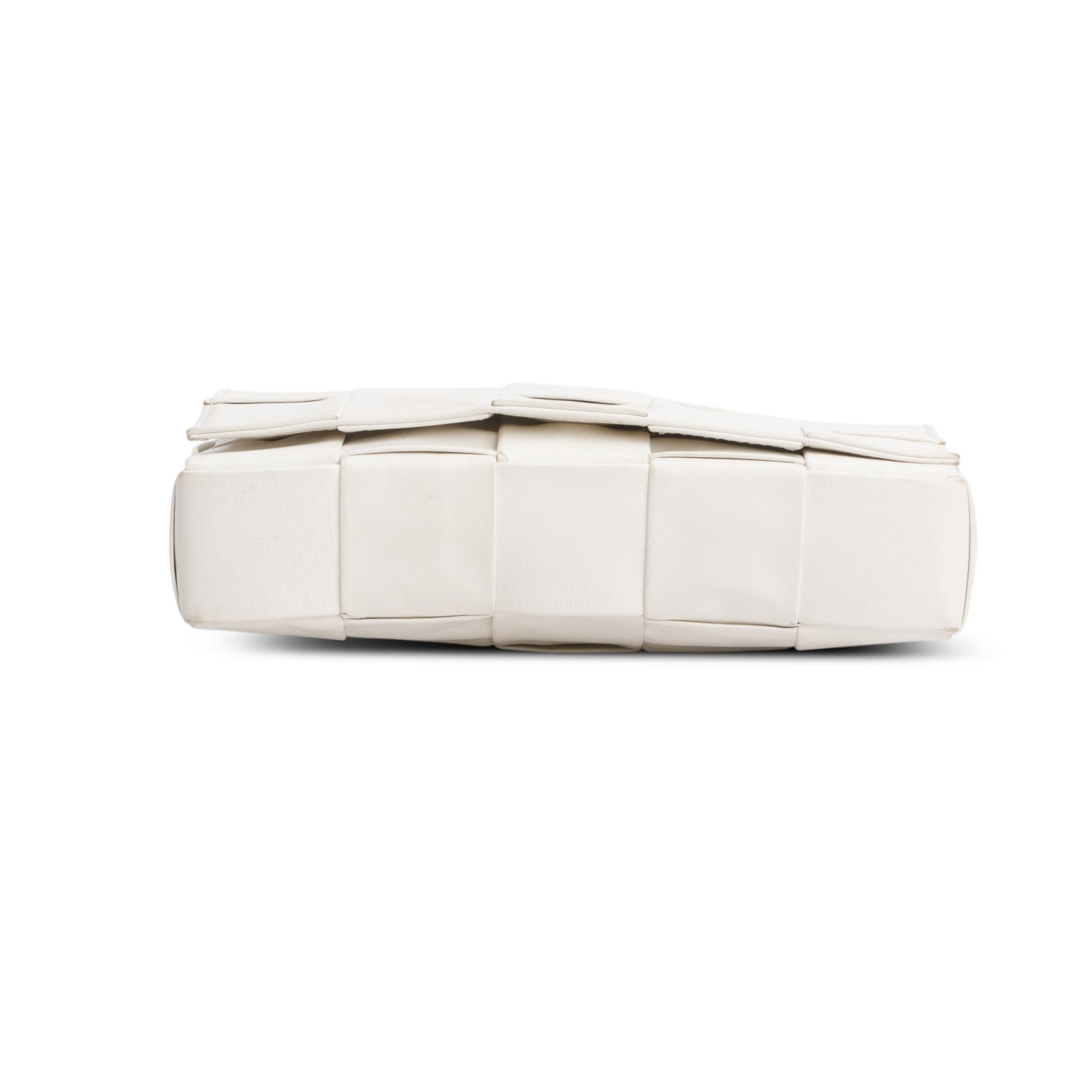 Bottega Veneta White Lambskin Maxi Intrecciato Cassette Crossbody Bag