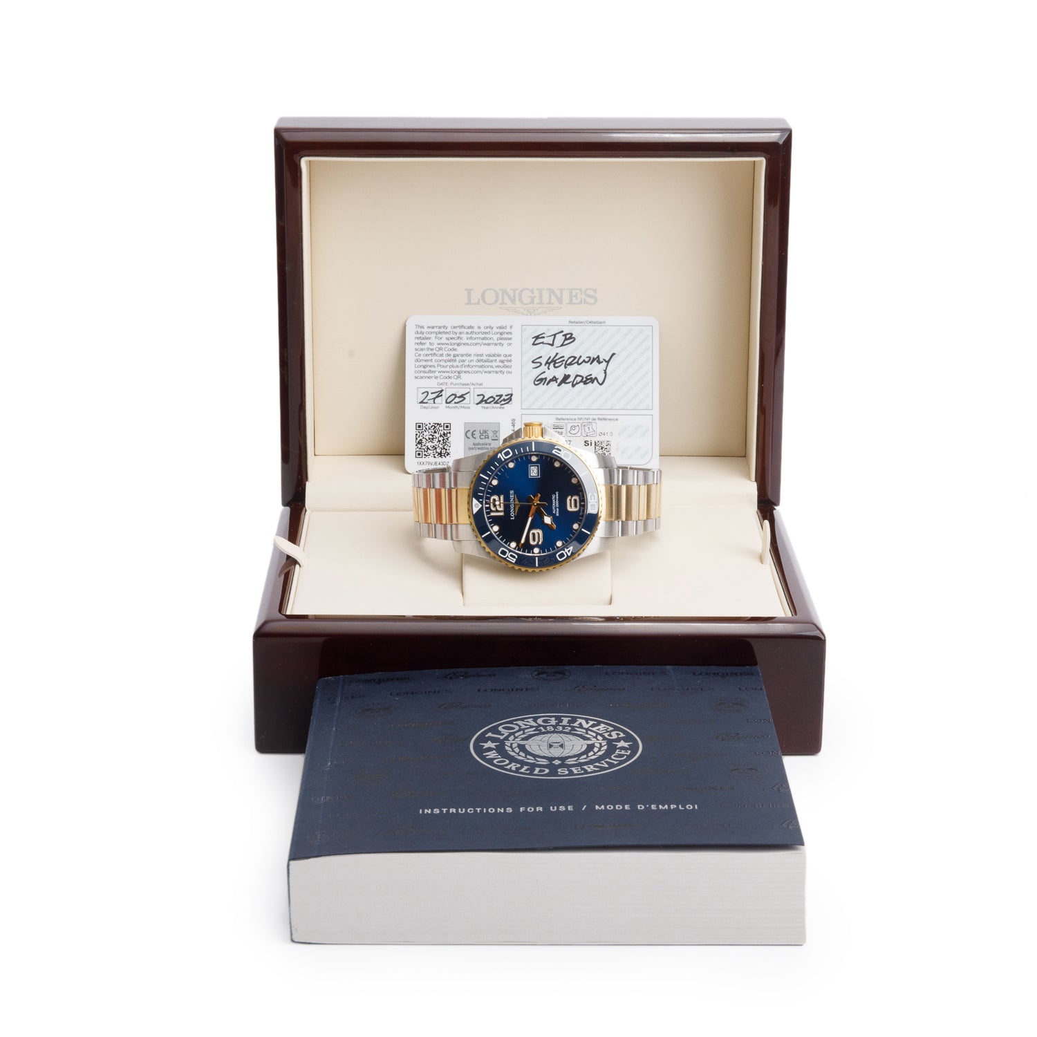 Longines 2023 Gold-Plated & Stainless Steel HydroConquest 43 MM Automatic Watch Blue Dial w/ Box & Papers