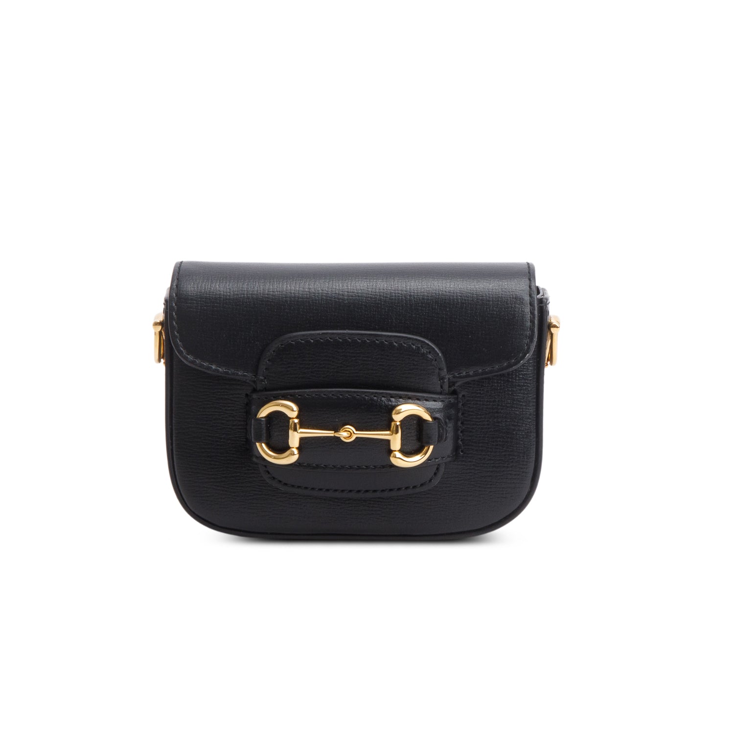 Gucci Black Azalea Calfskin Web Monogram Horsebit 1955 Wallet on Strap w/ Box