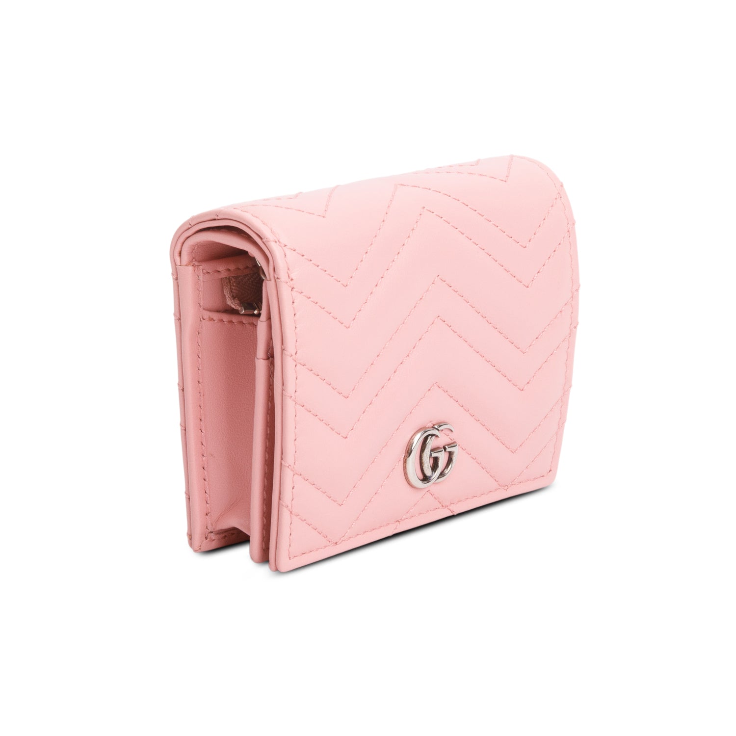 Gucci Pink GG Marmont Matelasse Leather Mini Wallet On Chain w/ Box