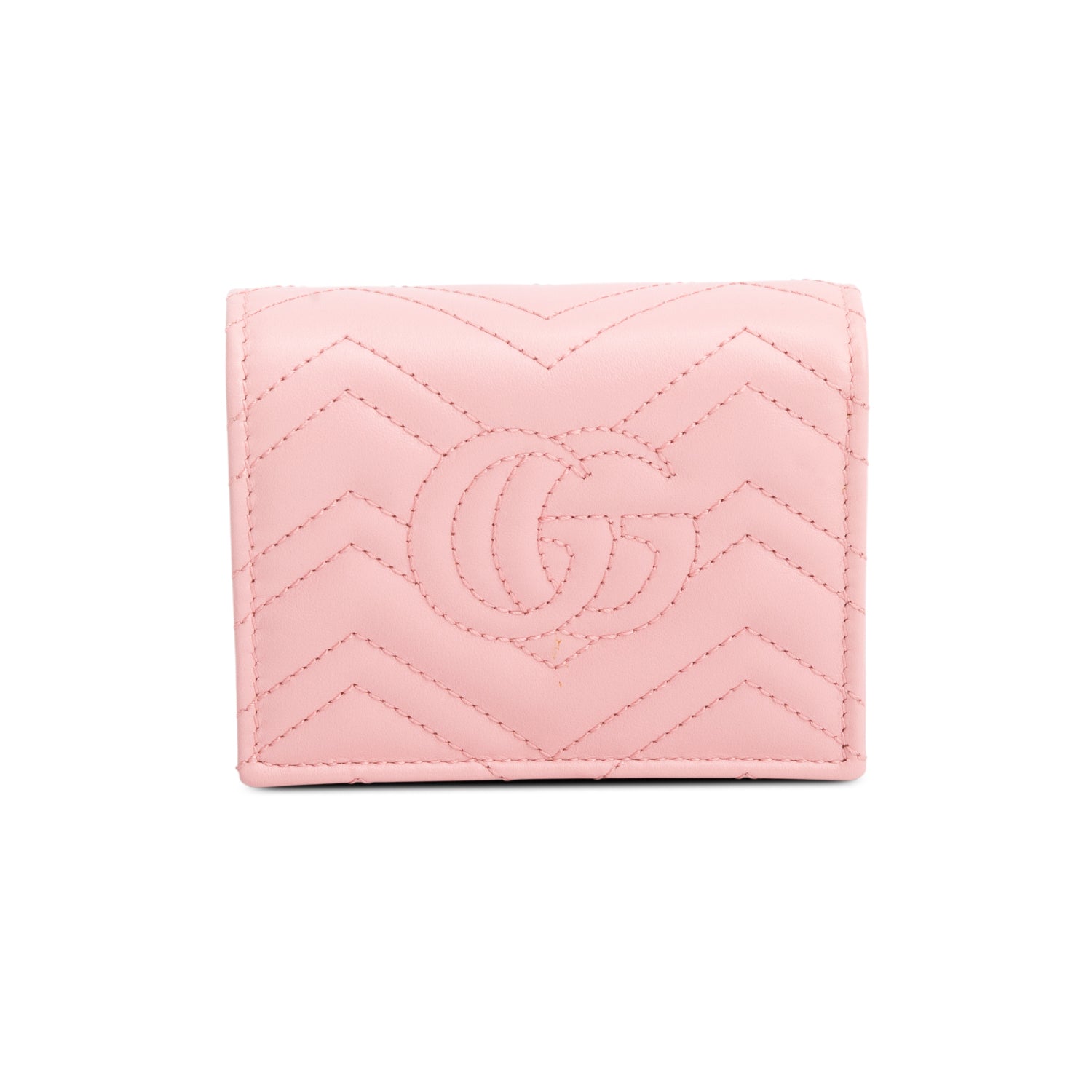 Gucci Pink GG Marmont Matelasse Leather Mini Wallet On Chain w/ Box