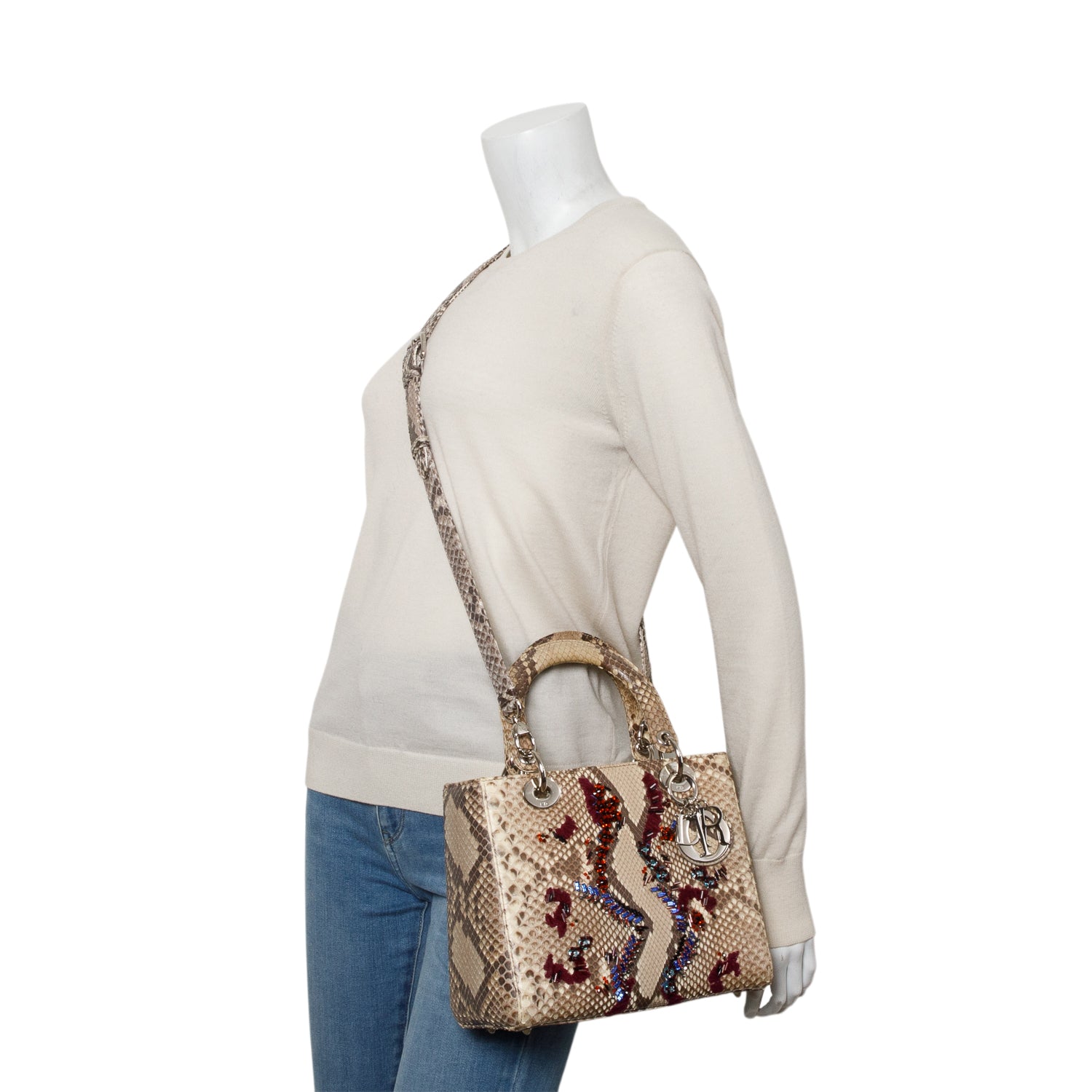 Christian Dior Python Medium Lady Dior w/ Authenticity Card & Strap